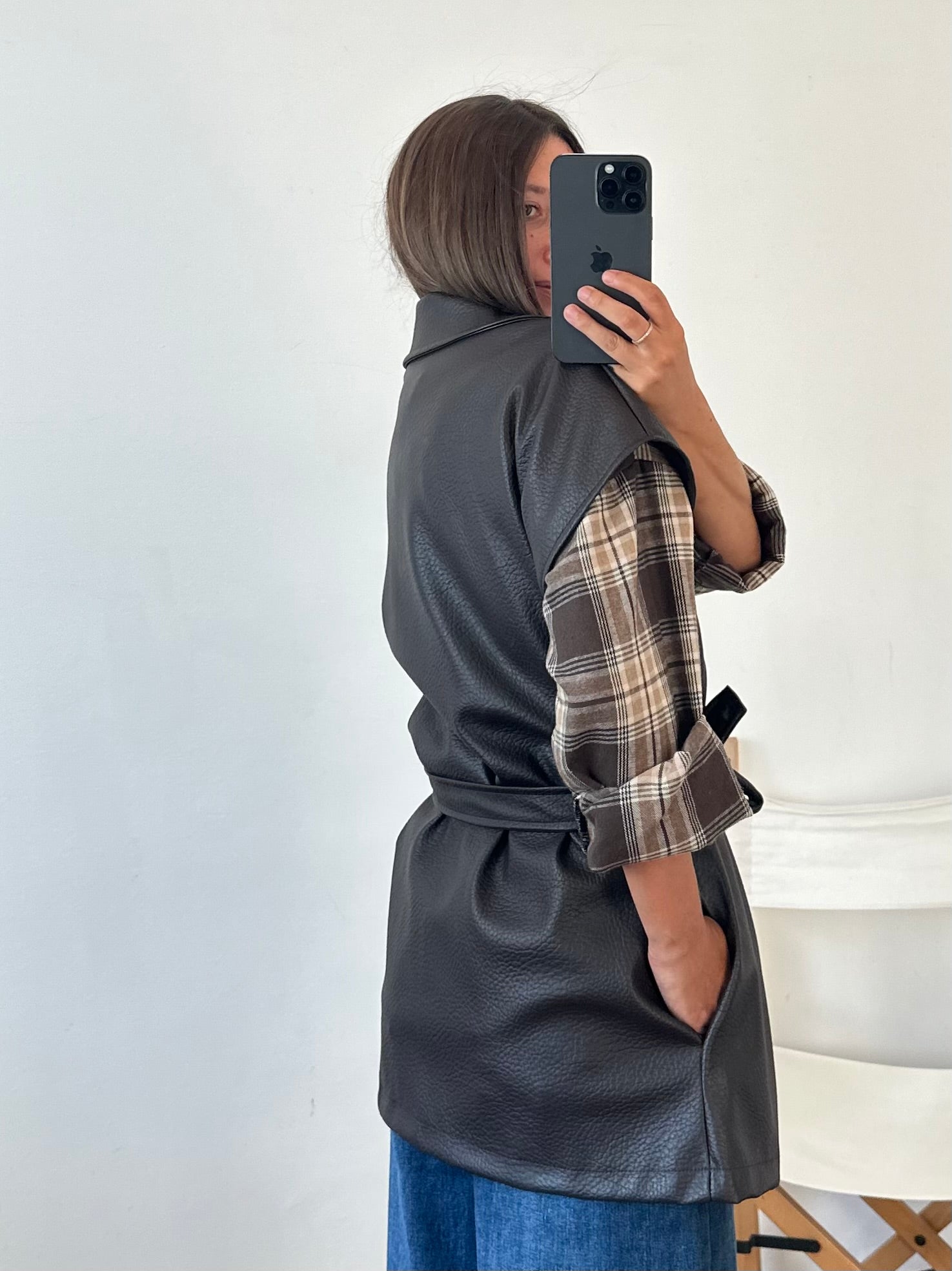 GILET ECOPELLE MARTELLATA MOGANO