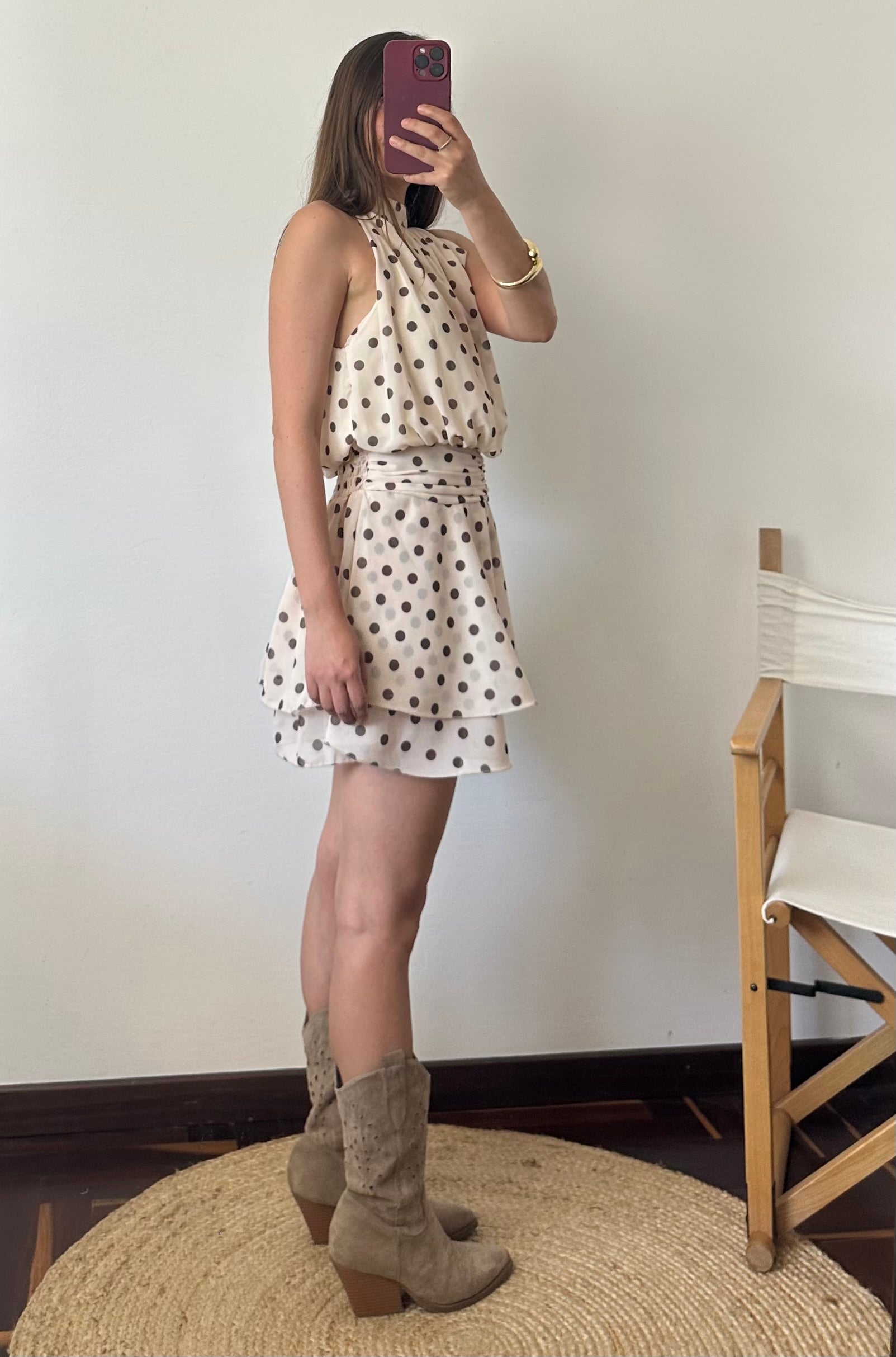 ABITO Pois SCOLLO ALL’AMERICANA panna-marrone