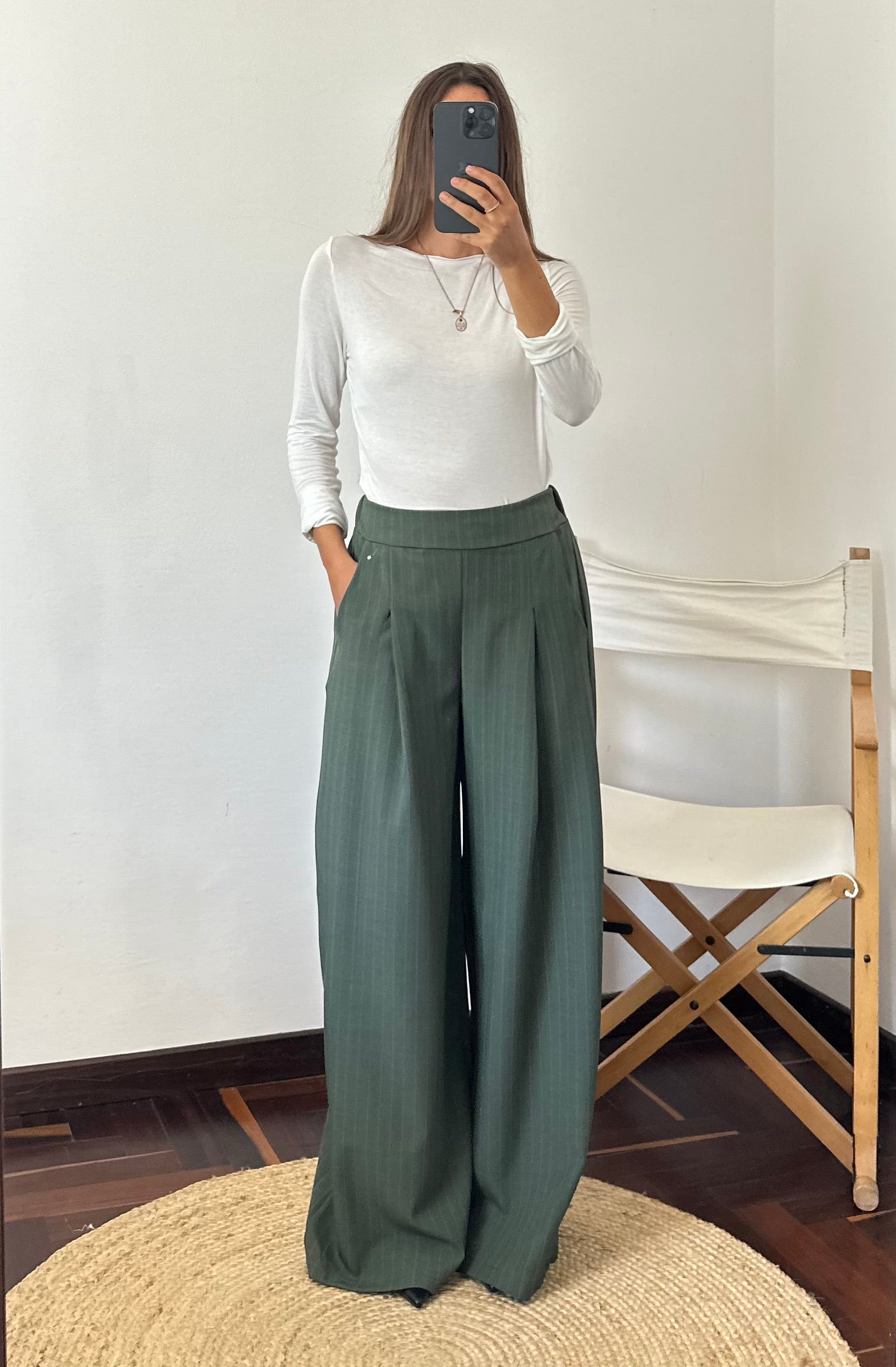 COORDINATO GESSATO con PINCE VERDE
