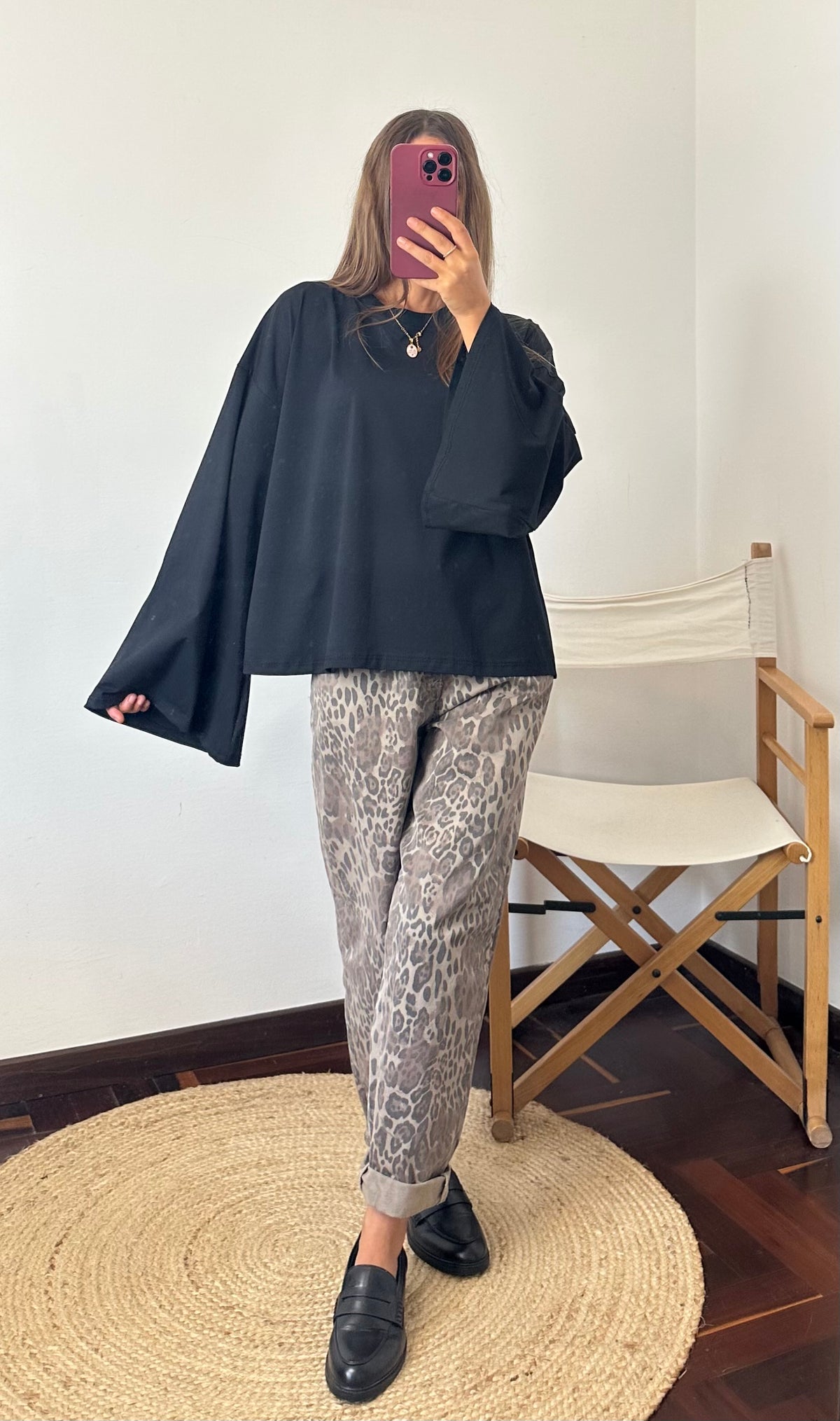 PANTALONE BALLOON ANIMALIER in cotone