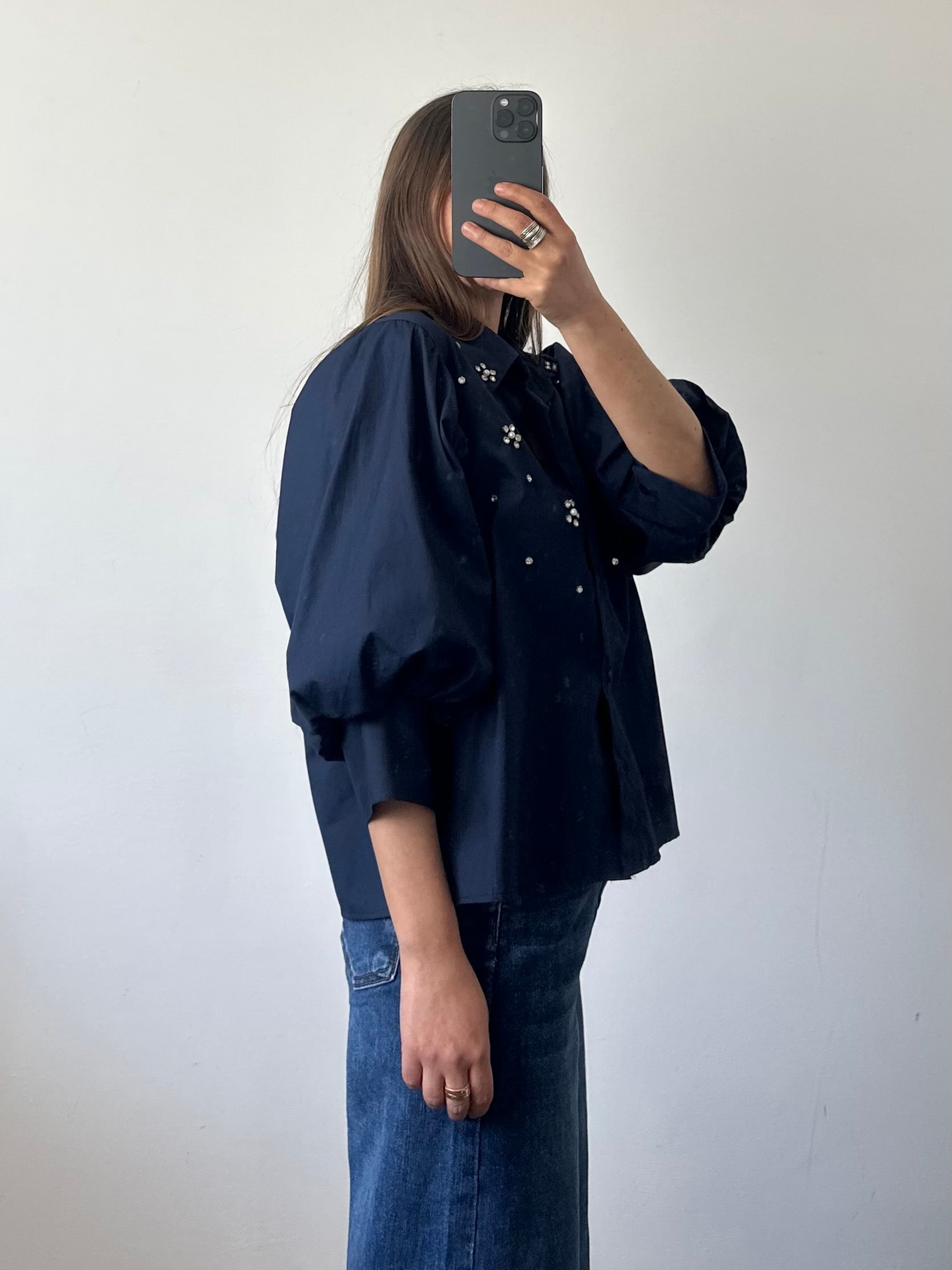 Camicia Swarovski blu
