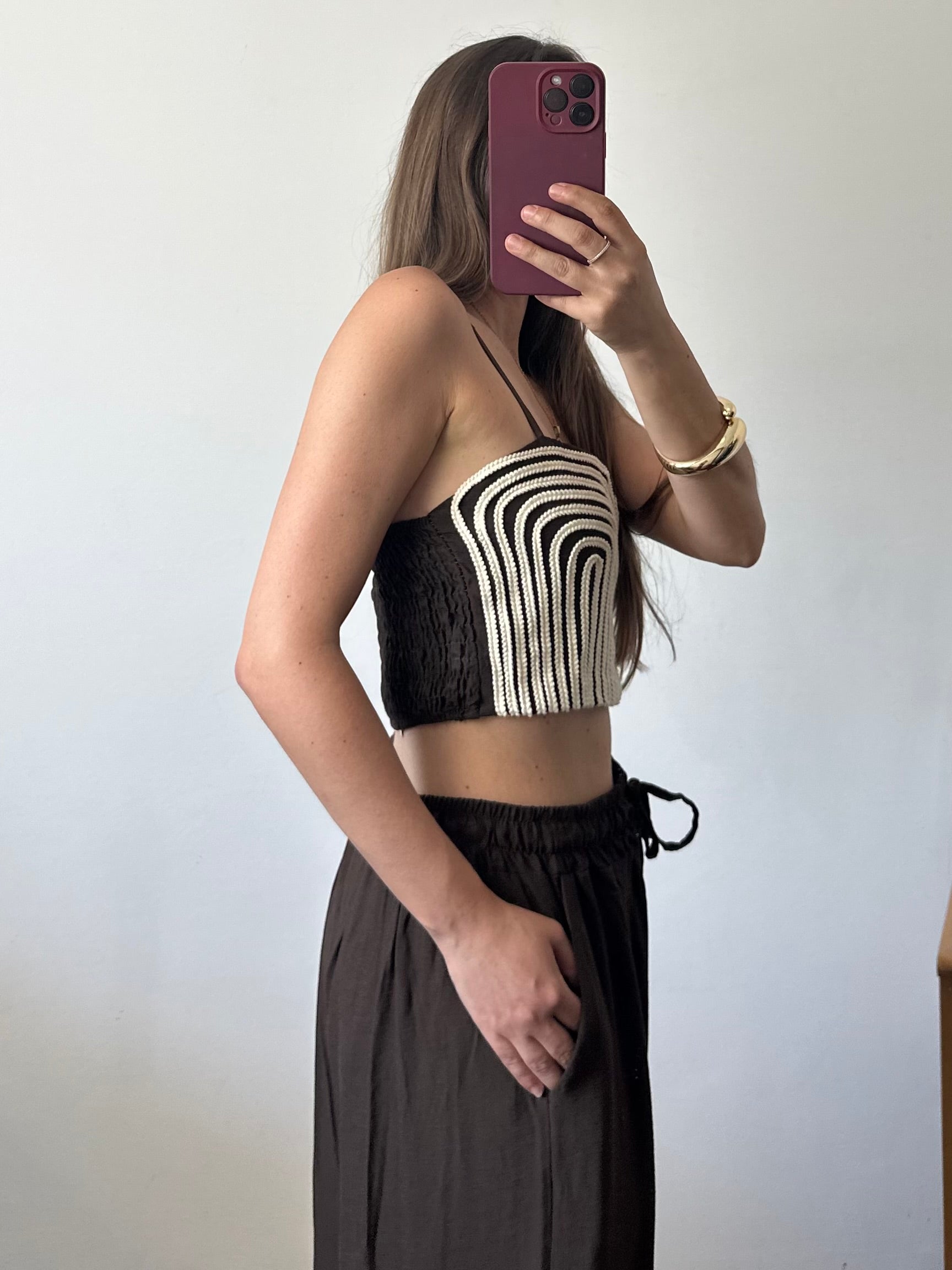 COORDINATO etnico ricamo marrone