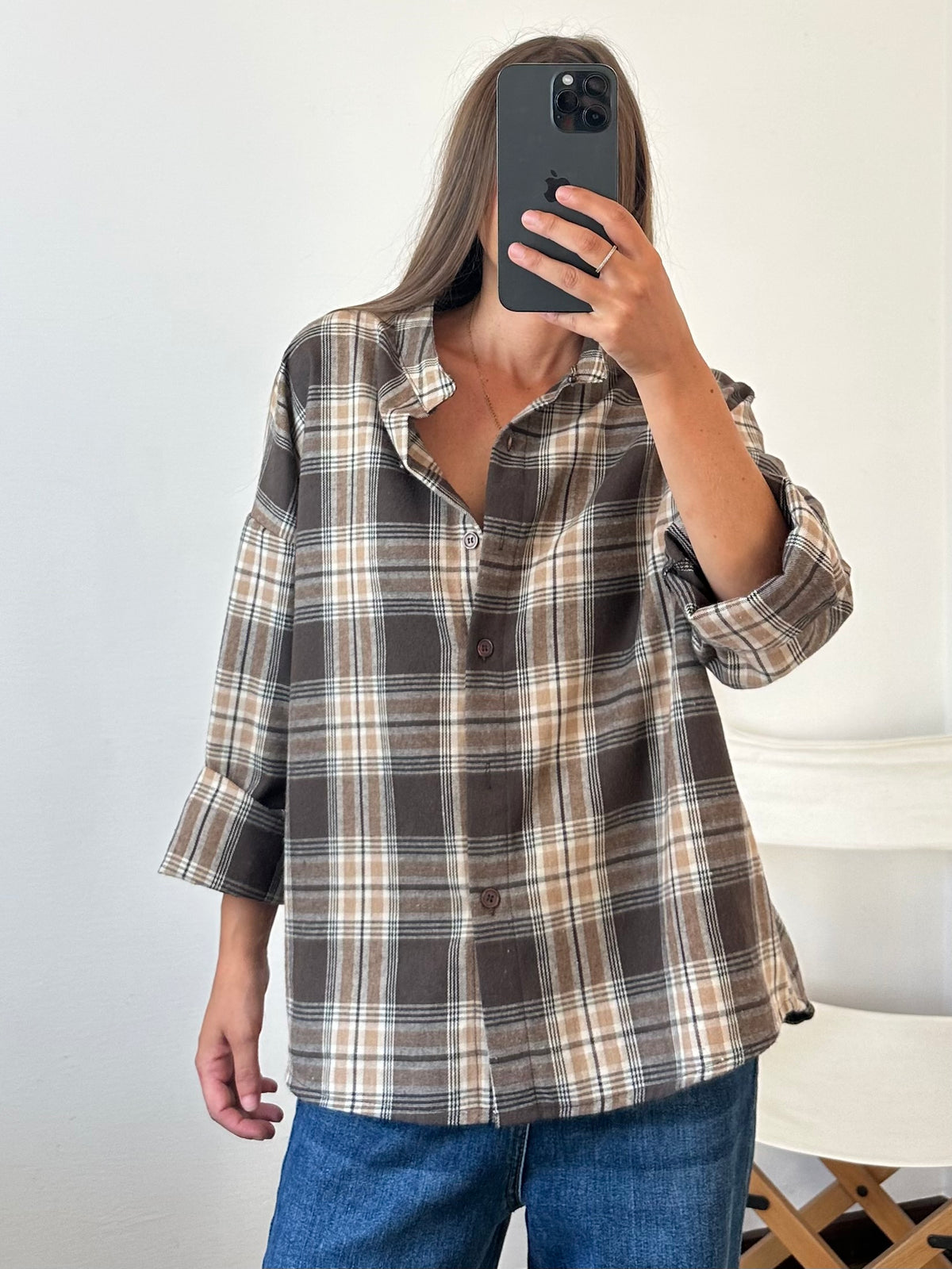 CAMICIA TARTAN COREANA BEIGE