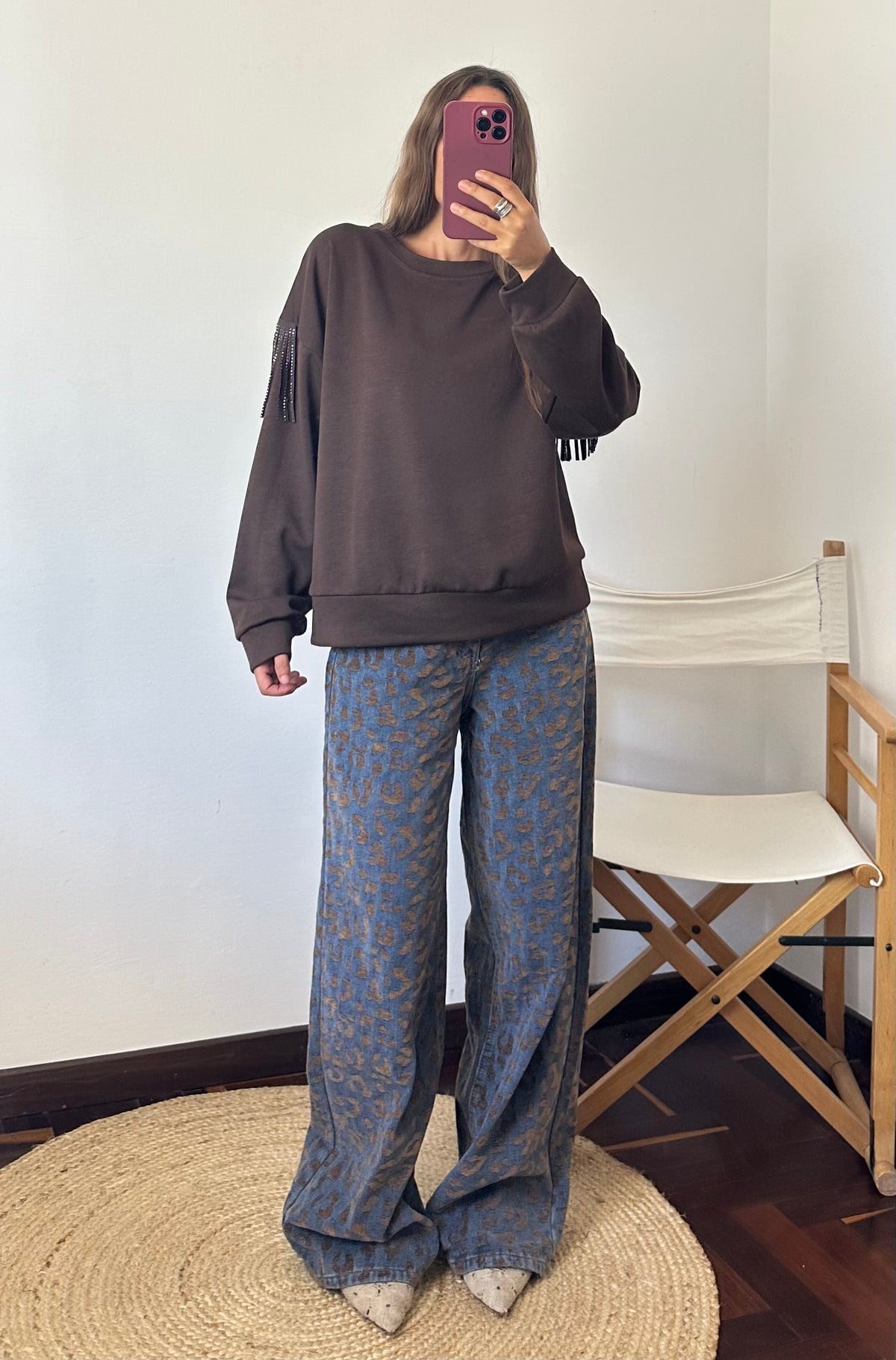 JEANS WIDE LEG ANIMALIER