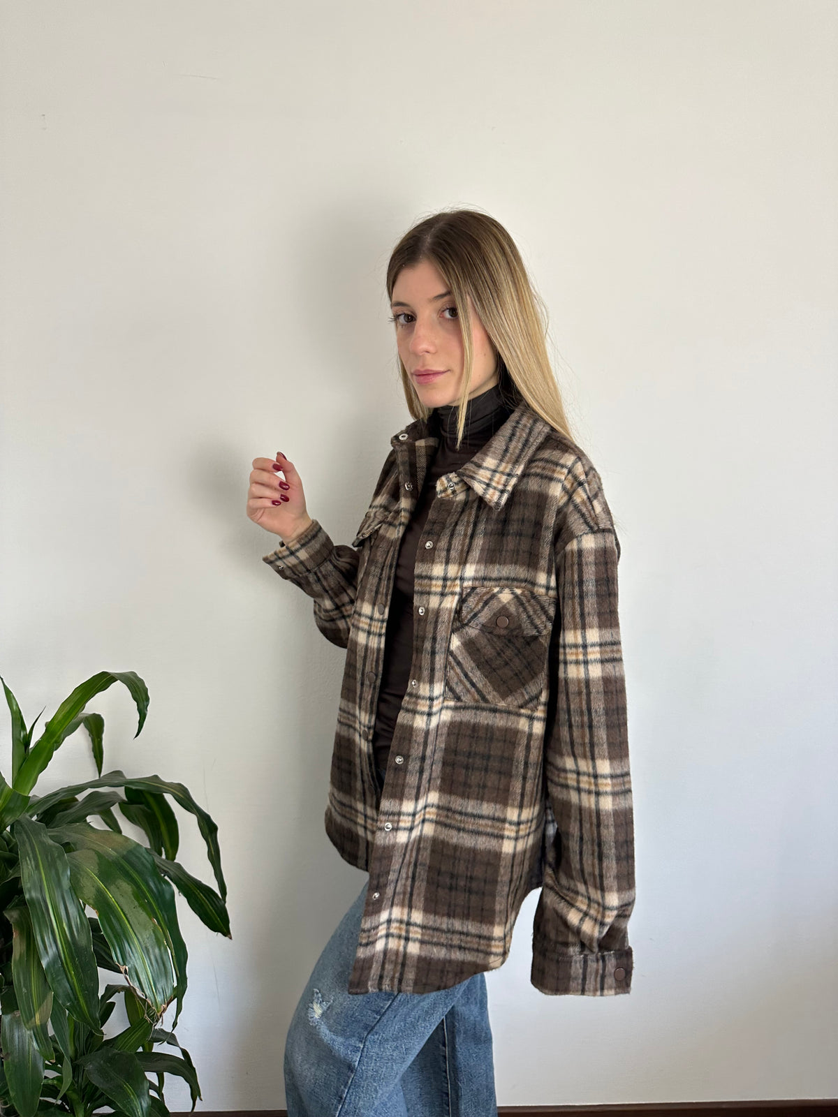 CAMICIA PELOSA COTONE MARRONE