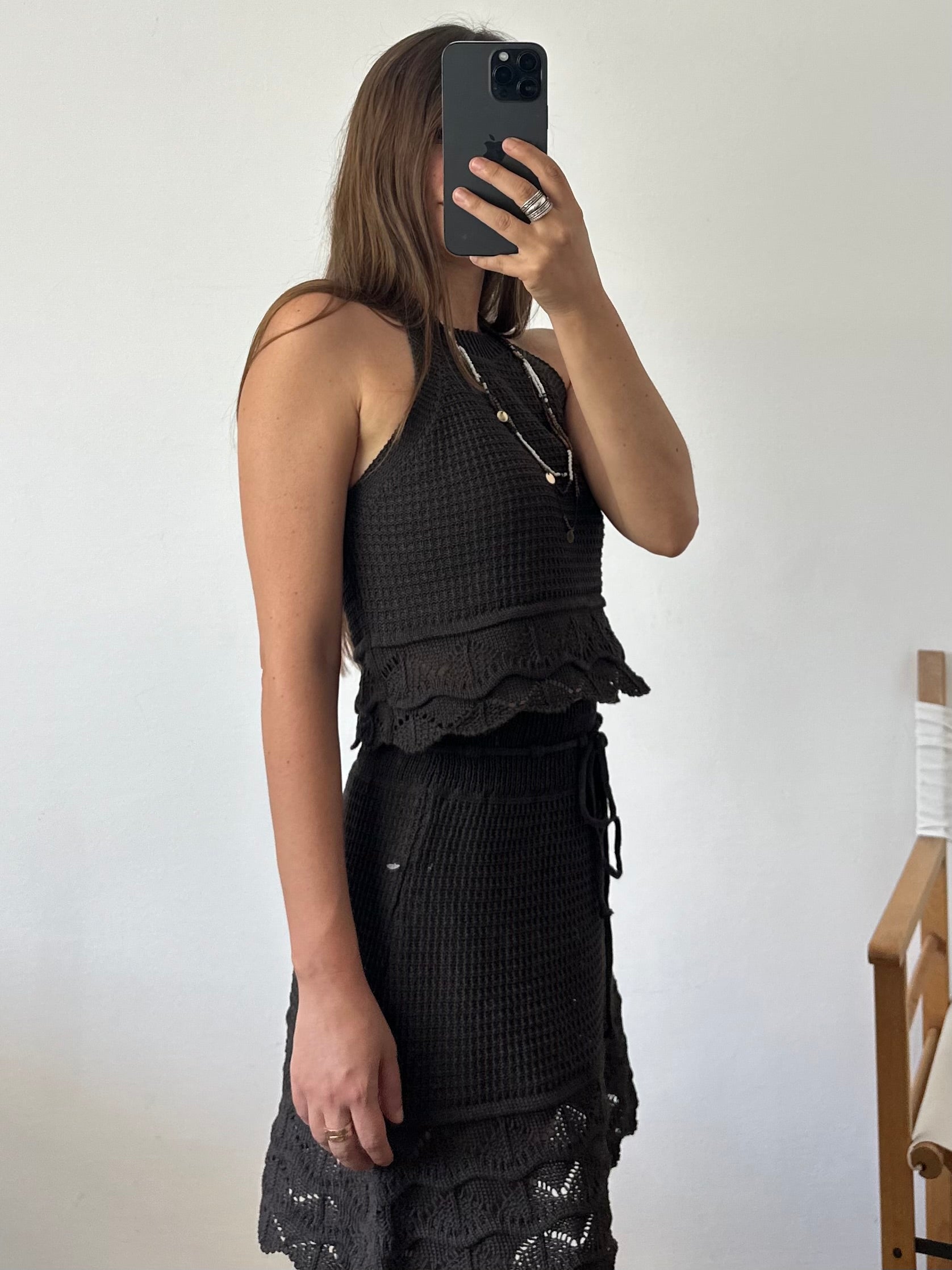COORDINATO crochet marrone