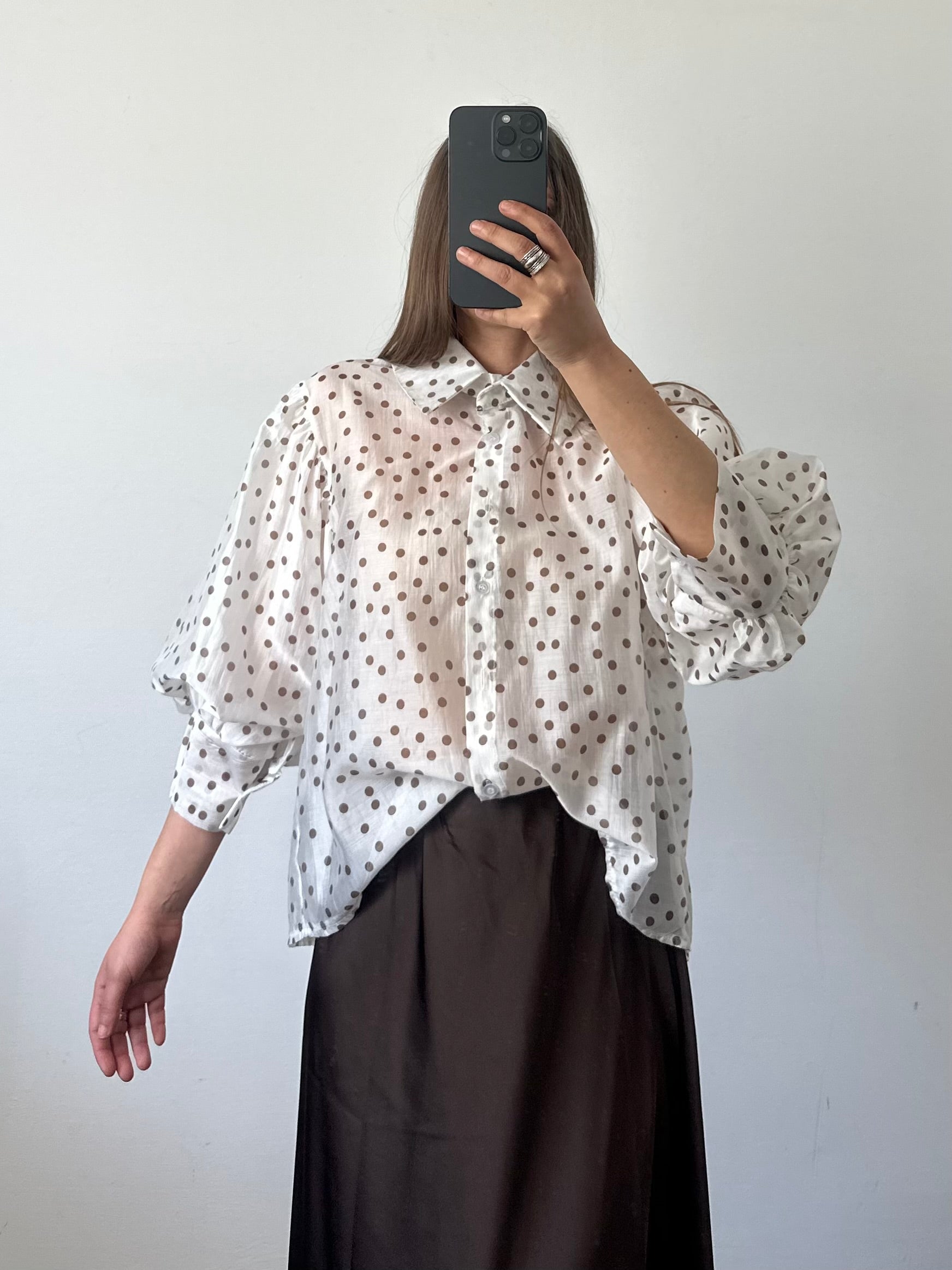 CAMICIA velata a pois Bianca