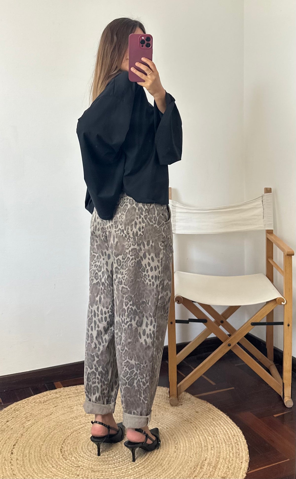 PANTALONE BALLOON ANIMALIER in cotone