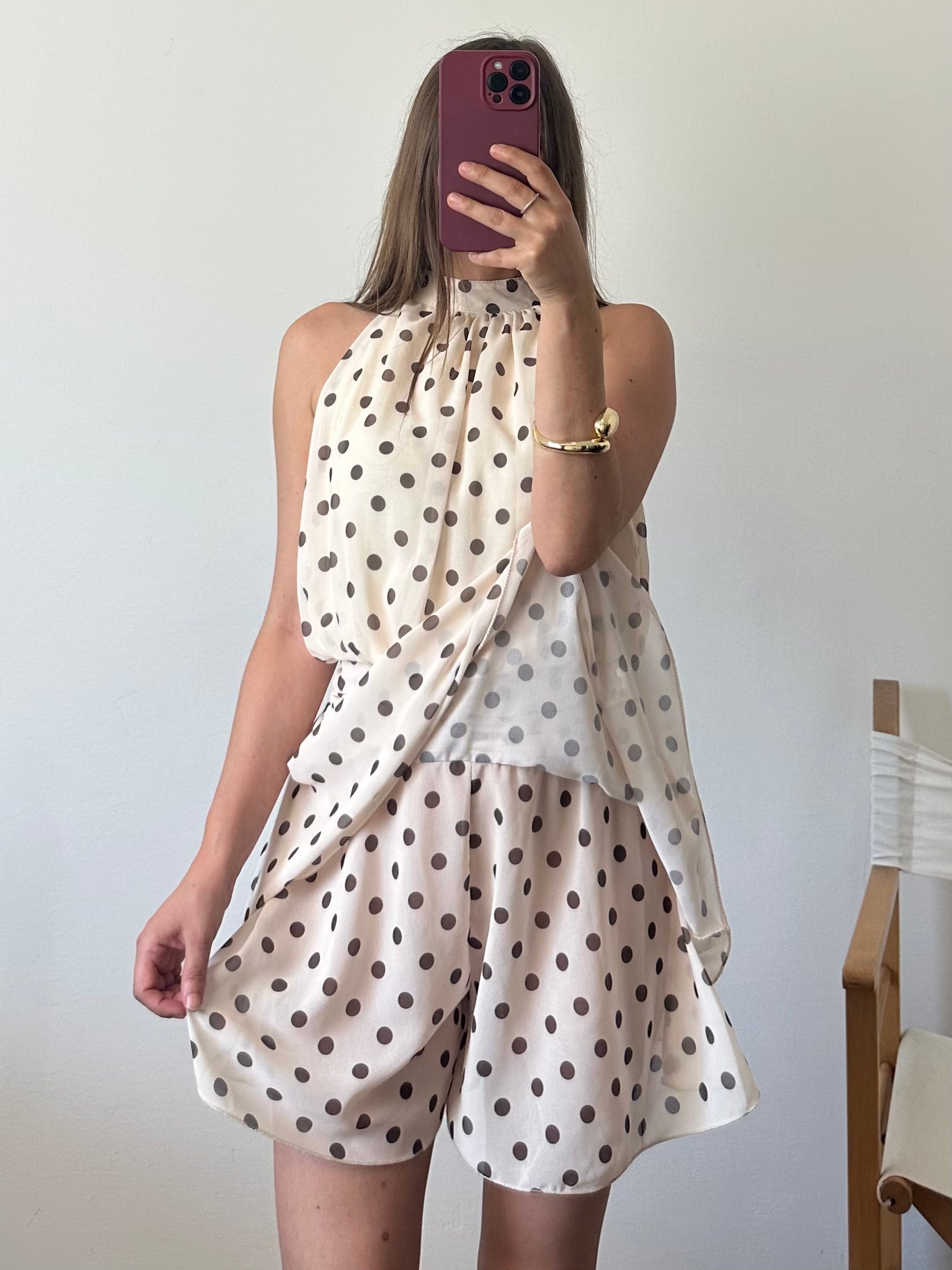 ABITO Pois SCOLLO ALL’AMERICANA marrone-bianco