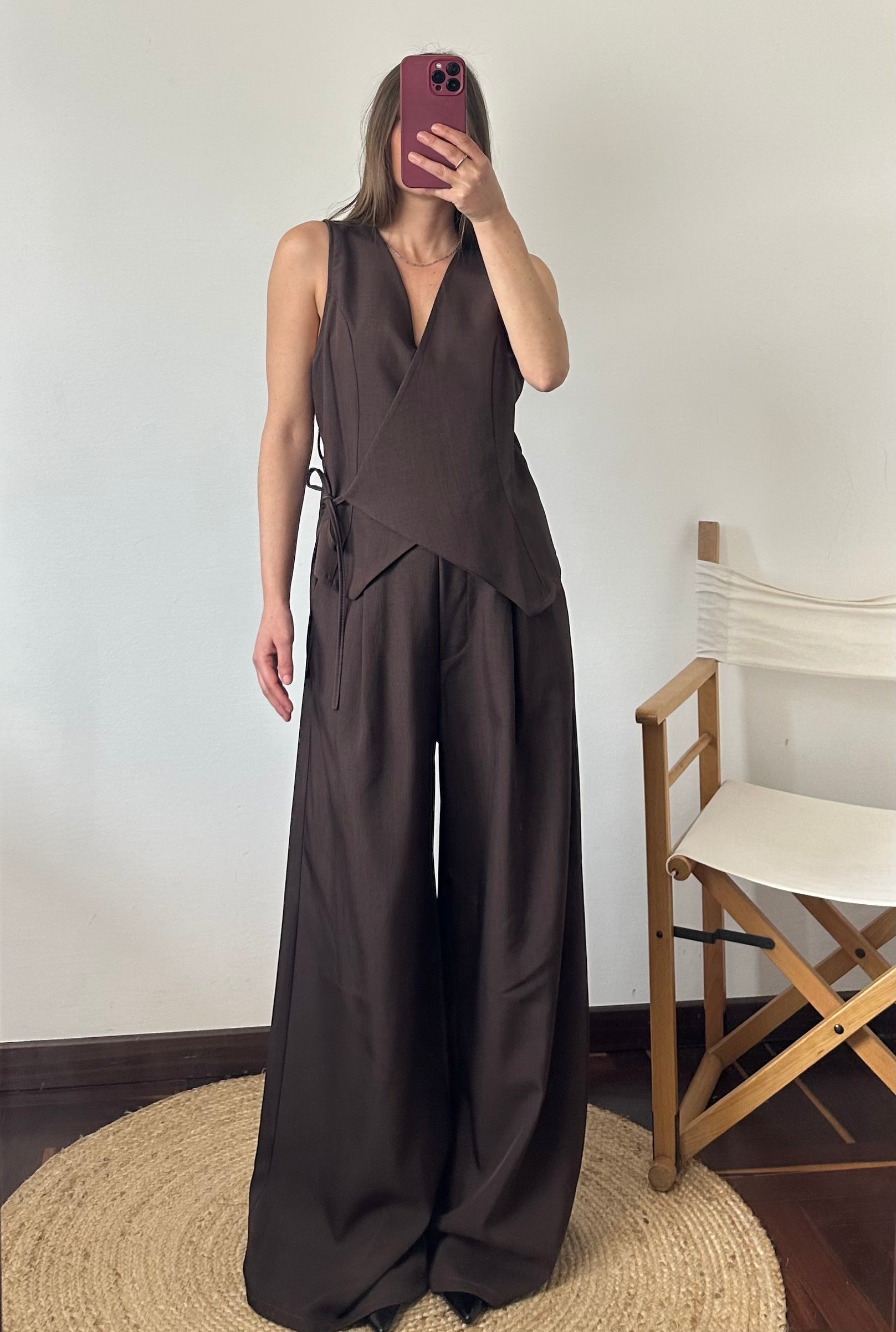 COORDINATO SMANICATO INCROCIO CIOCCOLATO