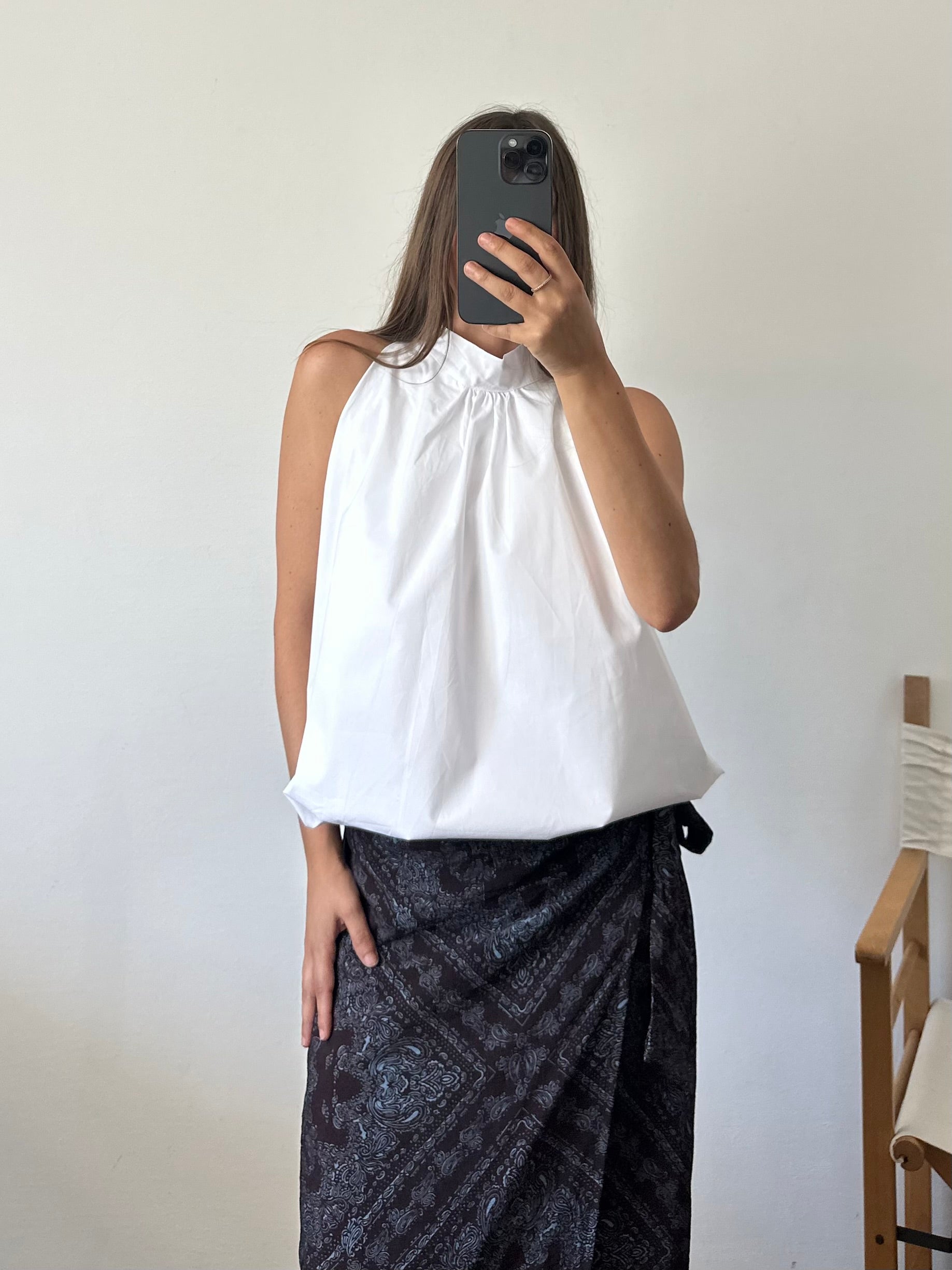 TOP scollo all’americana 100% COTONE BIANCO