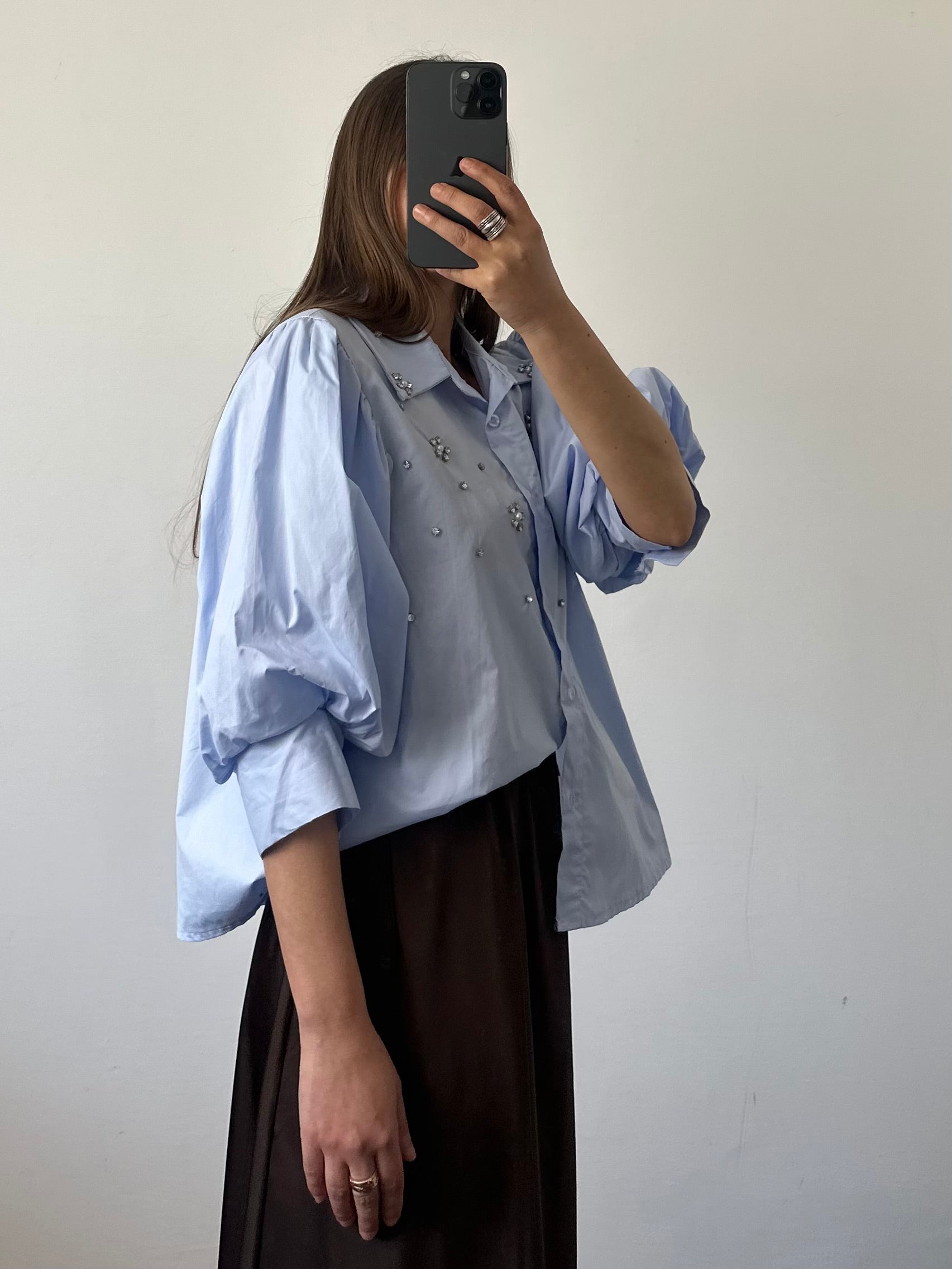 Camicia Swarovski azzurra
