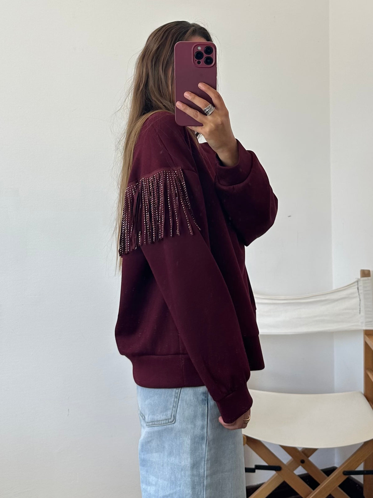 FELPA FRANGE BORDEAUX