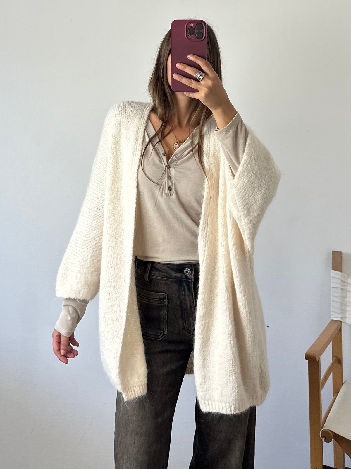 MAGLIA misto CASHMERE con bottoni BEIGE