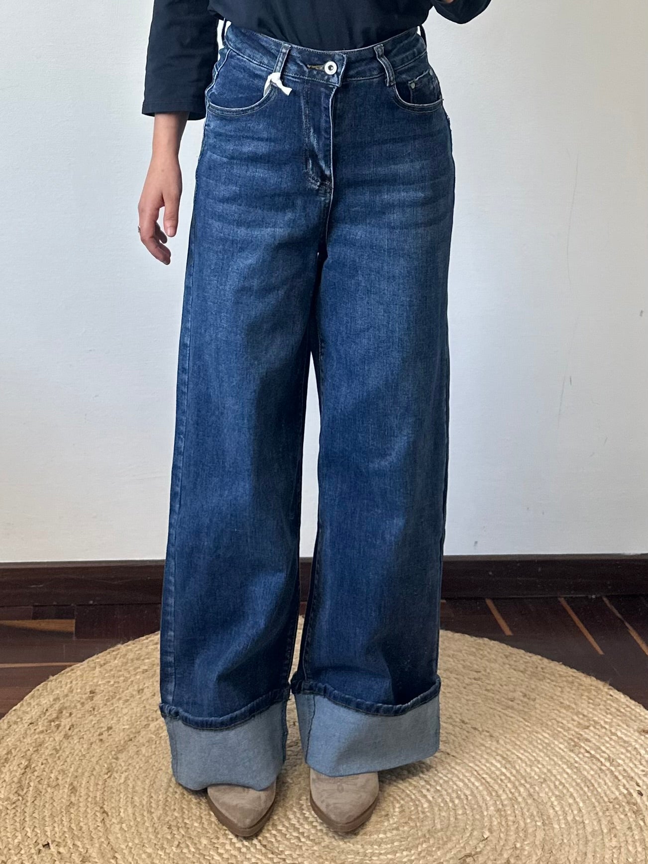 JEANS BLU con risvolto