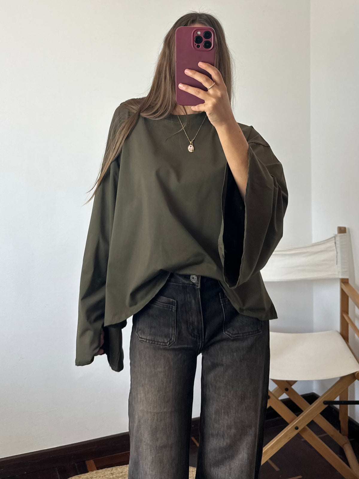 MAGLIA COTONE manica larga VERDE OLIVA