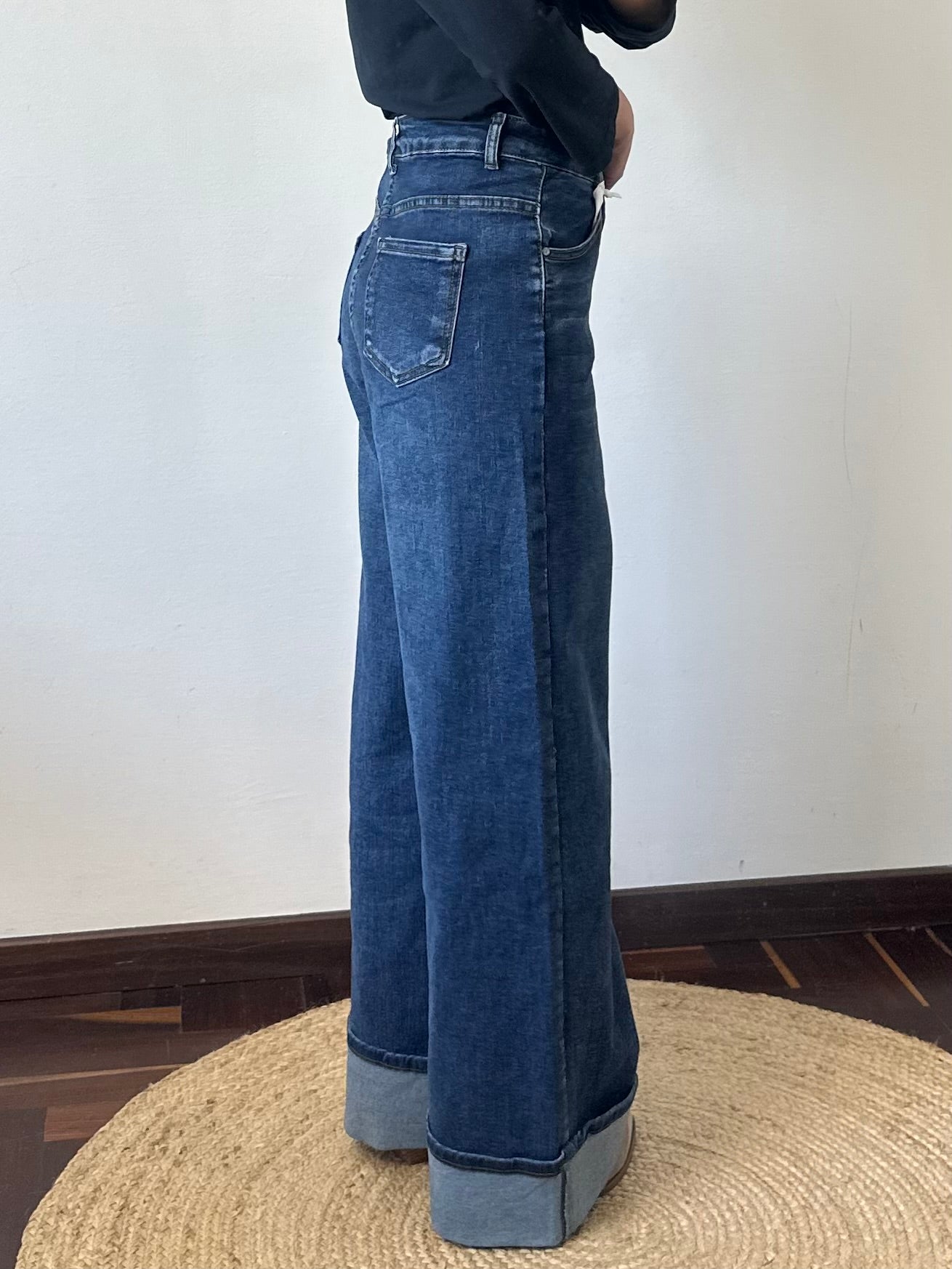 JEANS BLU con risvolto