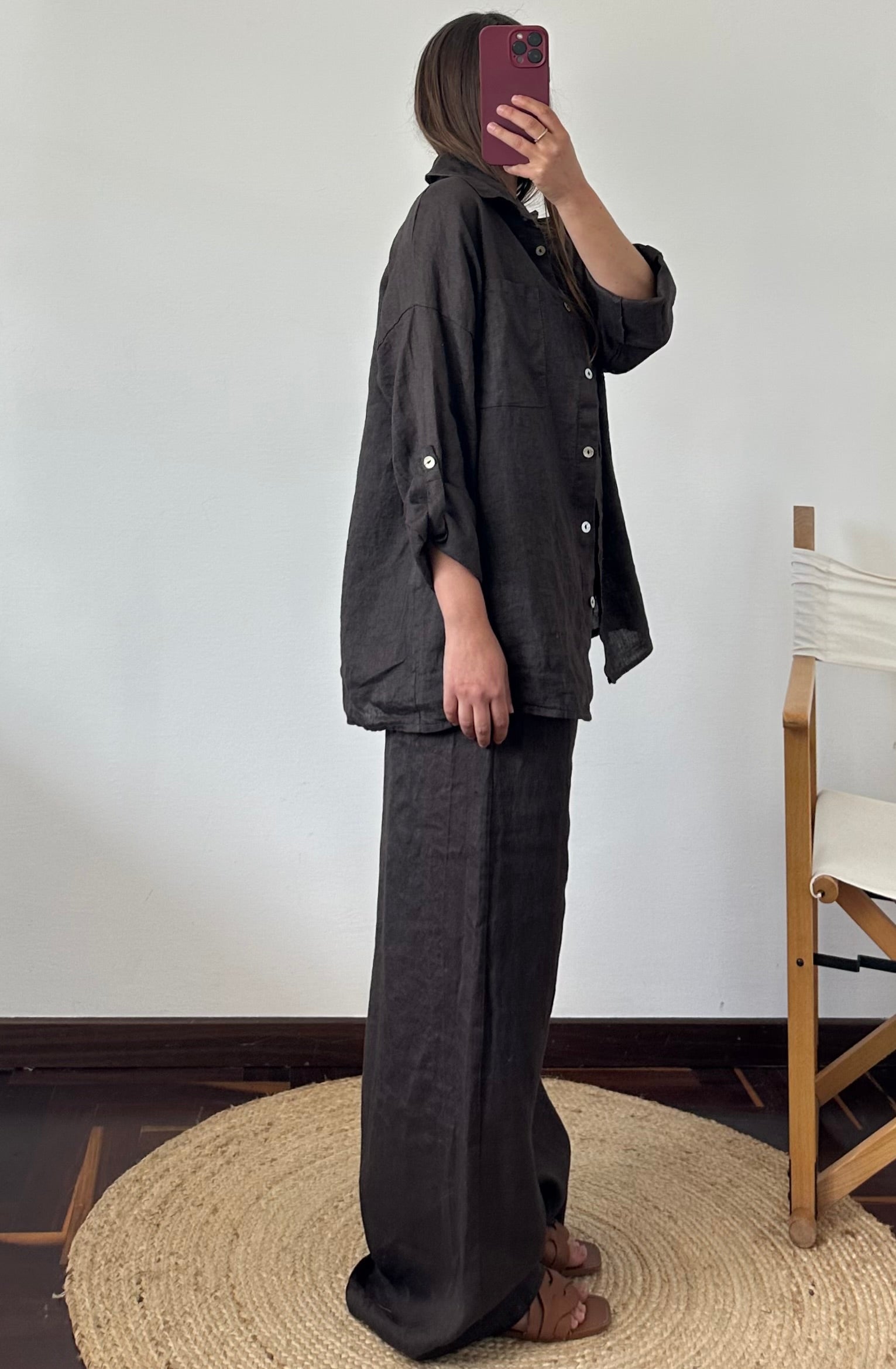 PANTALONE 100% puro lino cioccolato