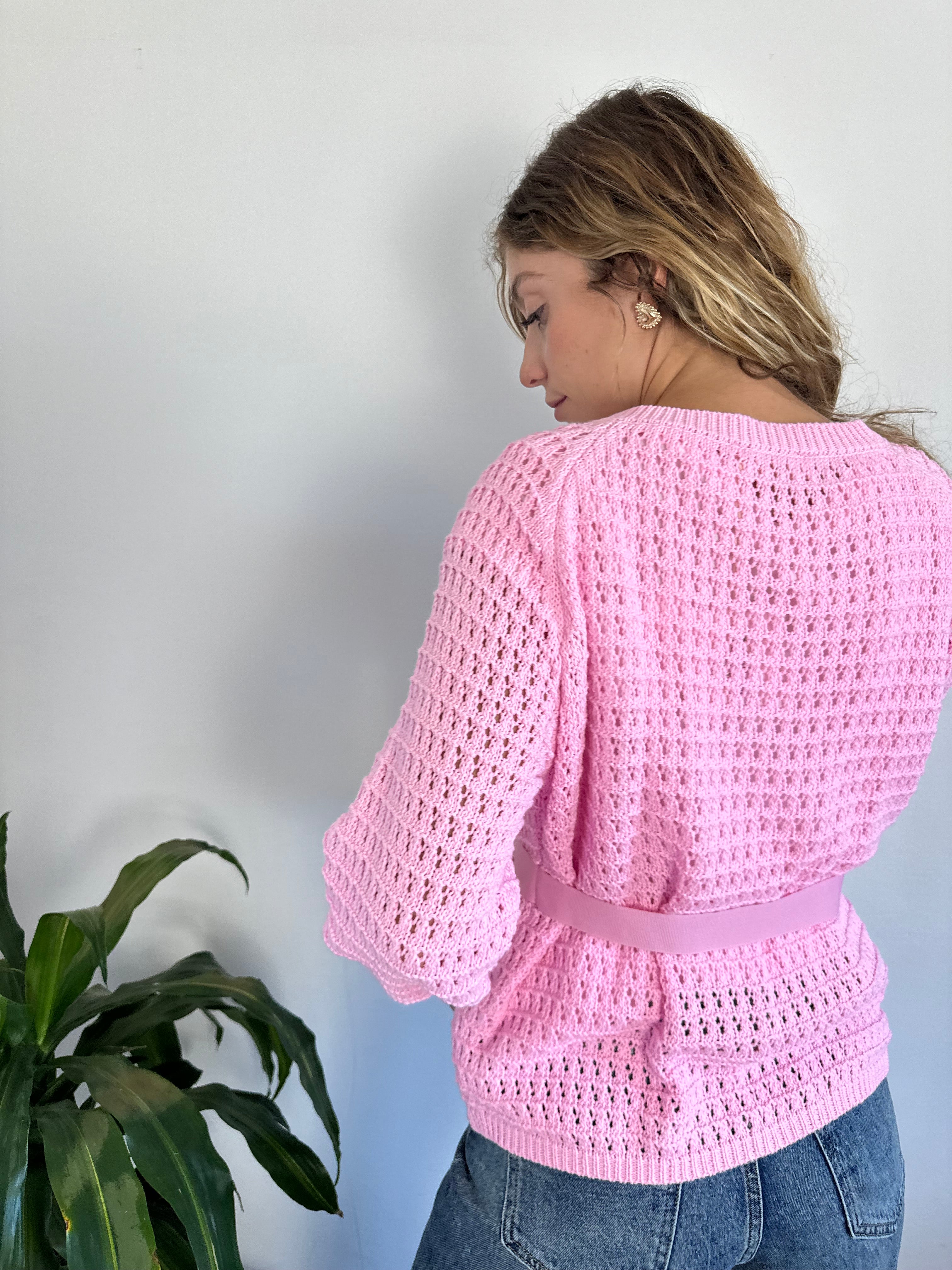CARDIGAN NASTRO ROSA