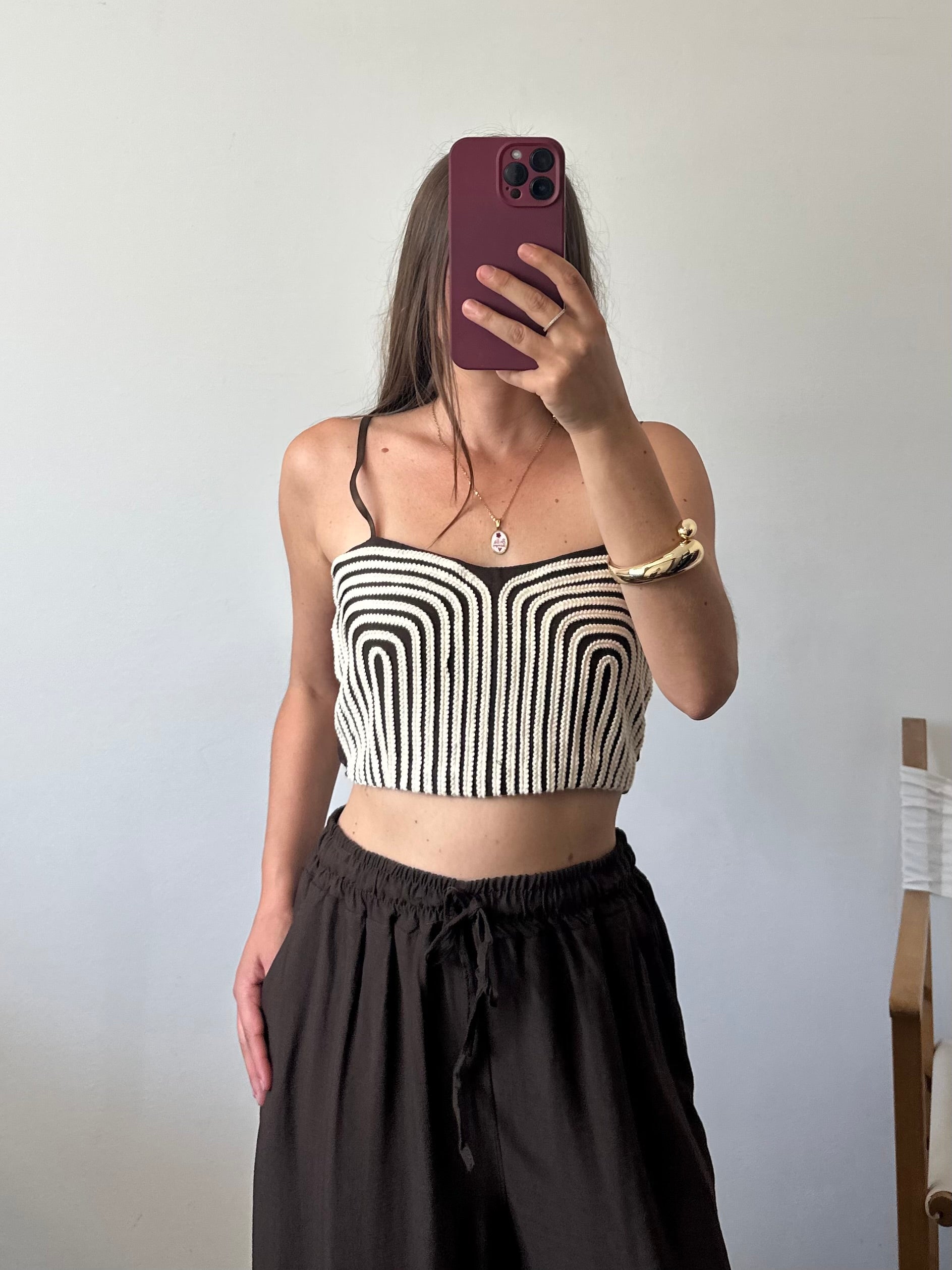 COORDINATO etnico ricamo marrone