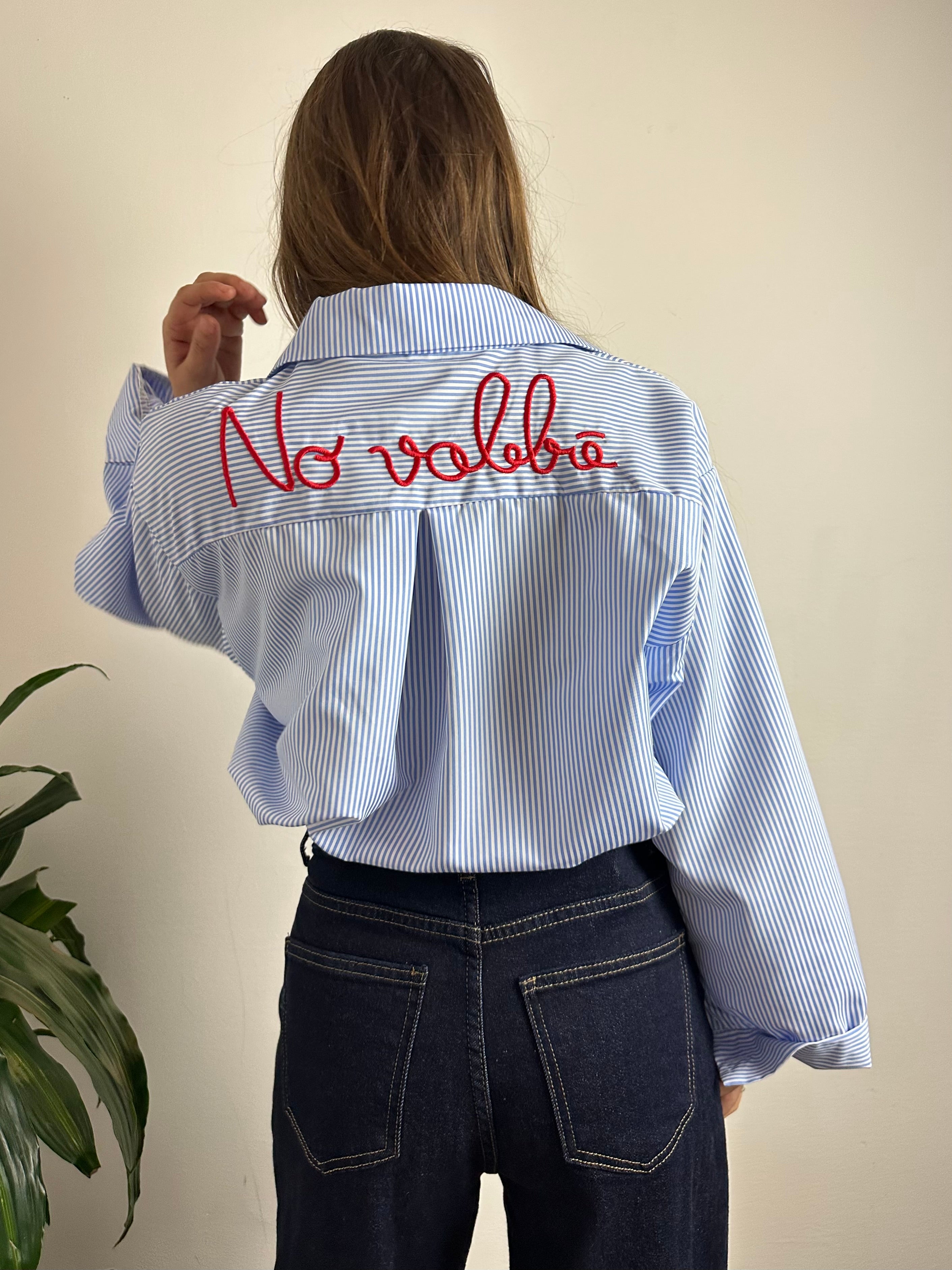 CAMICIA RIGHE AZZURRA “No vabbè “