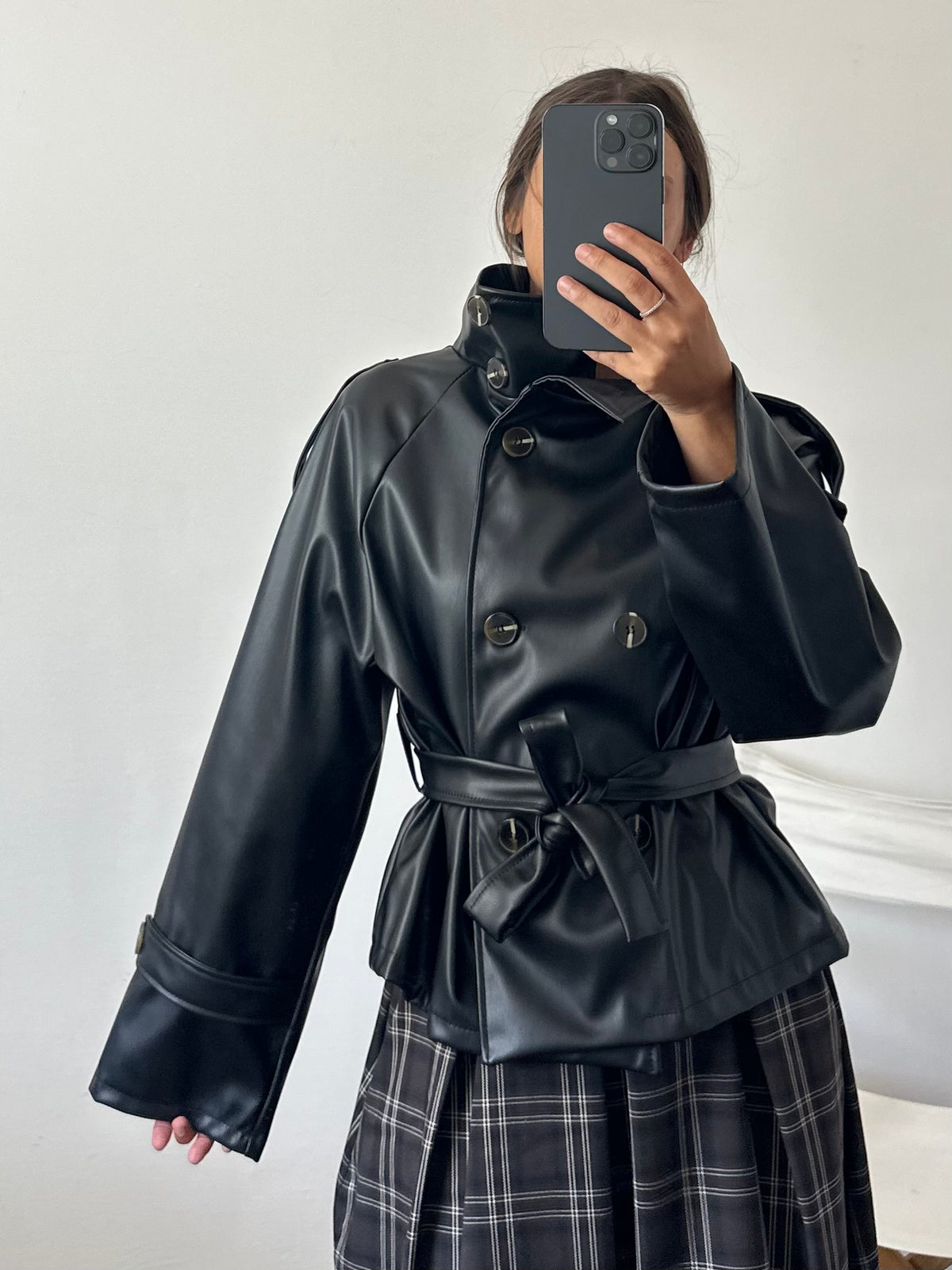 TRENCH in ecopelle nero