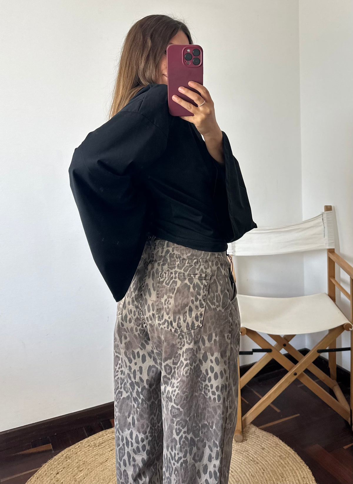 PANTALONE BALLOON ANIMALIER in cotone