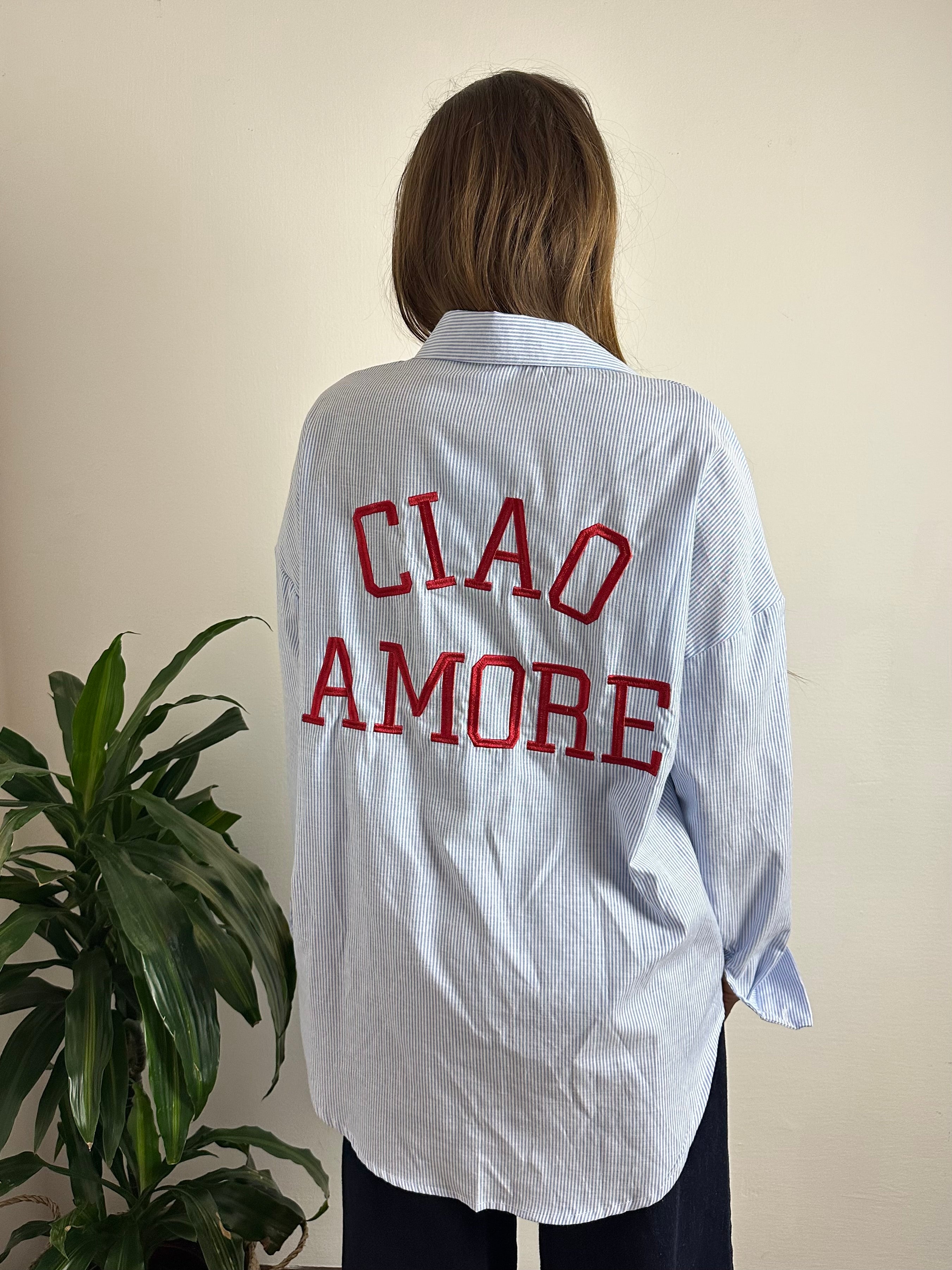 CAMICIA “CIAO AMORE “ in COTONE scritta ROSSA