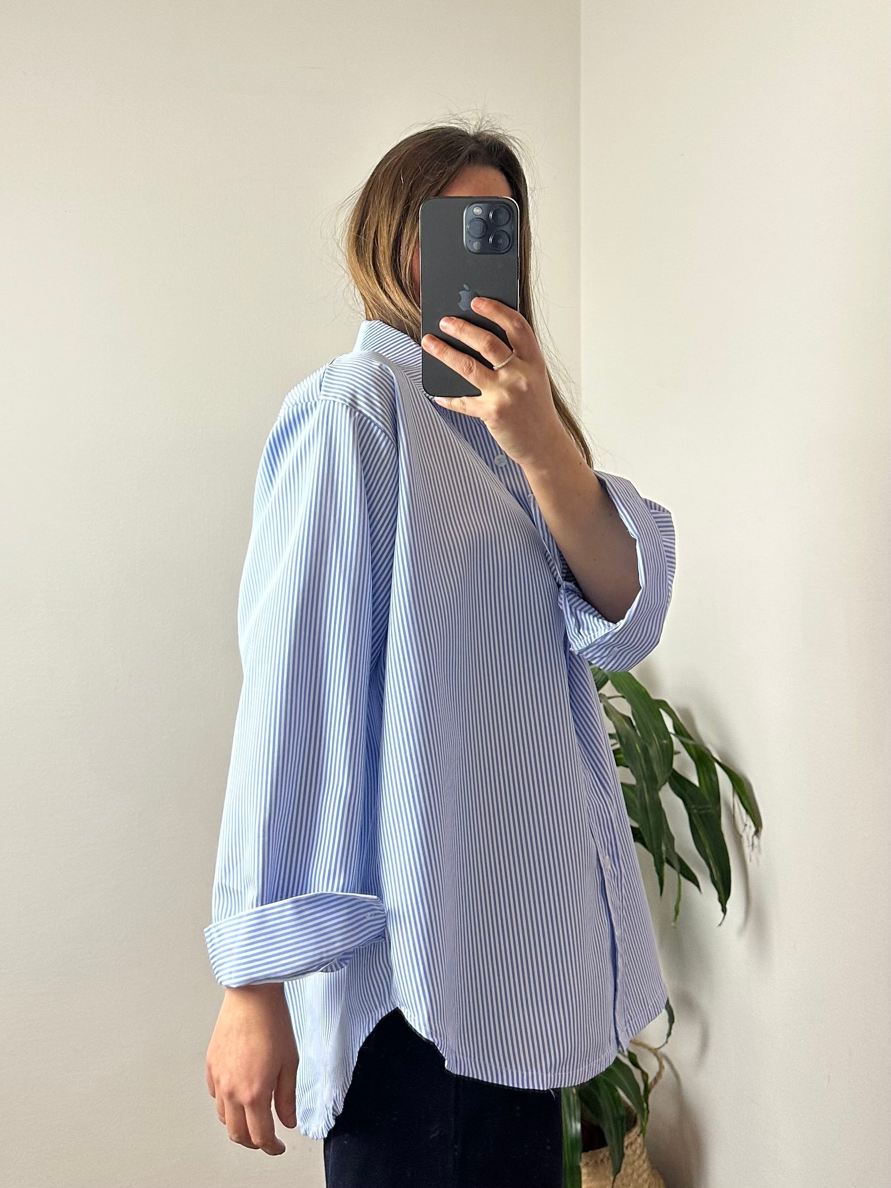 CAMICIA RIGHE AZZURRA “No vabbè “