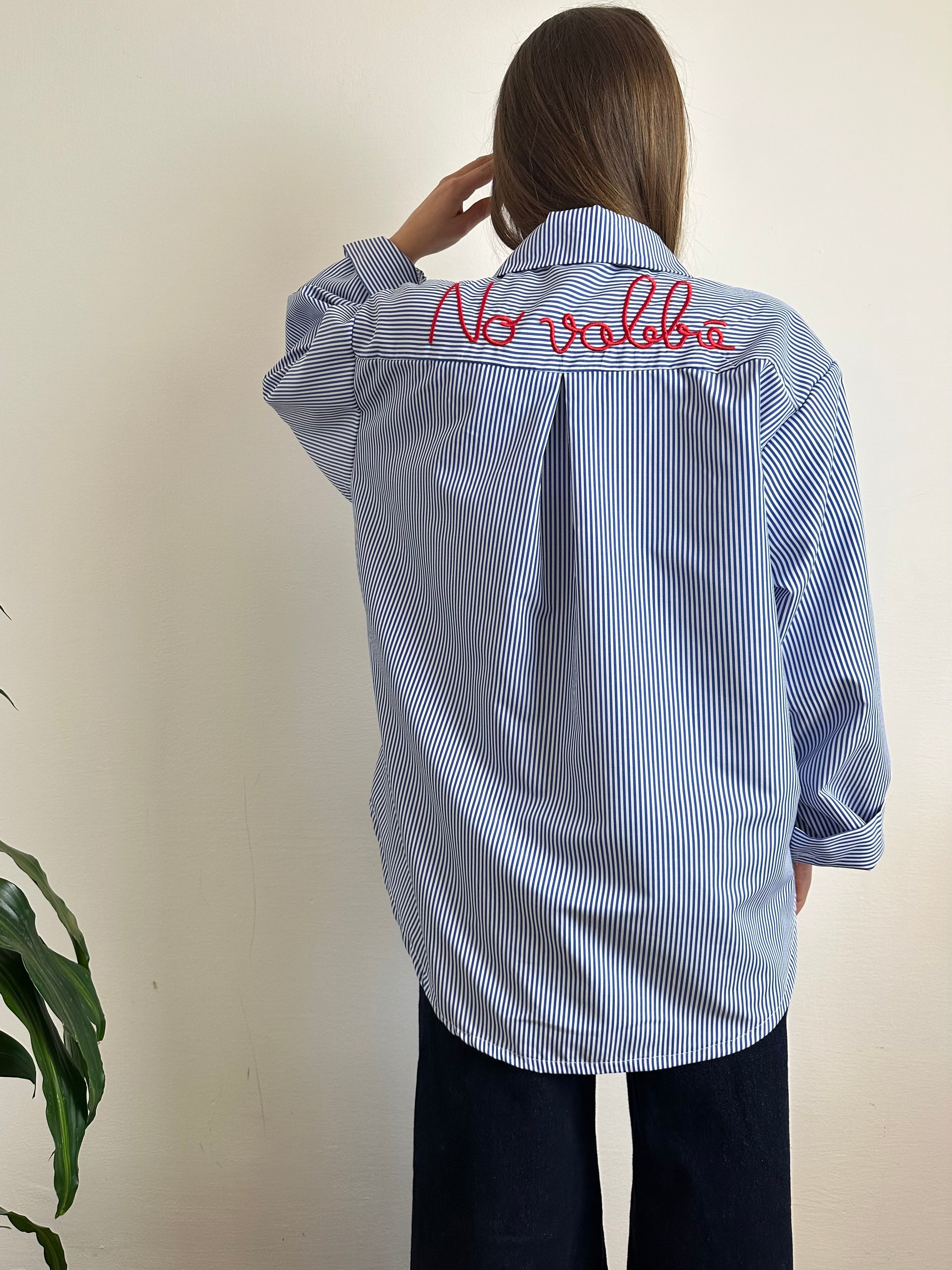 CAMICIA RIGHE BLU “No vabbè “