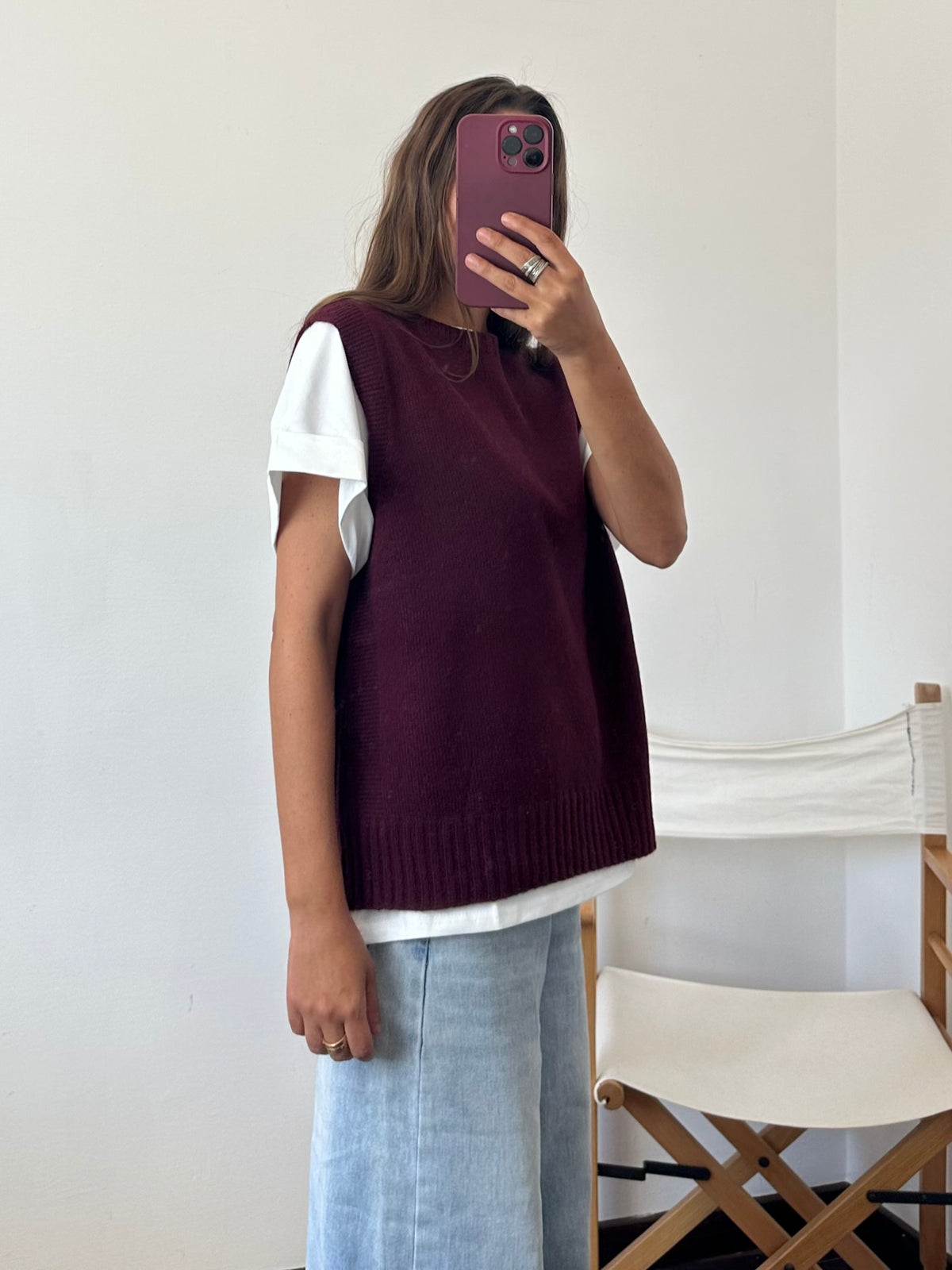 Gilet in misto cashmere BORDEAUX