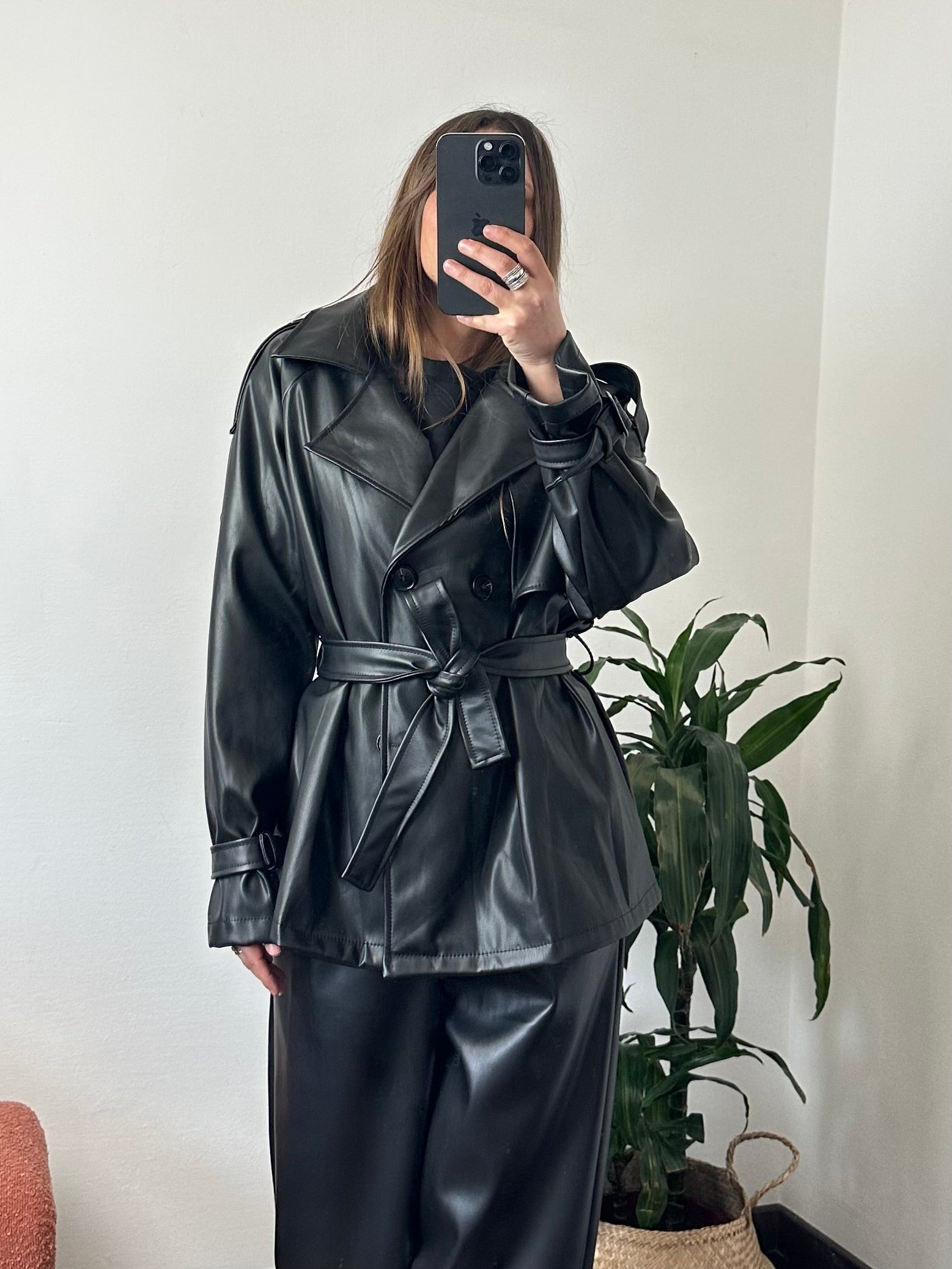 Trench in ecopelle nero