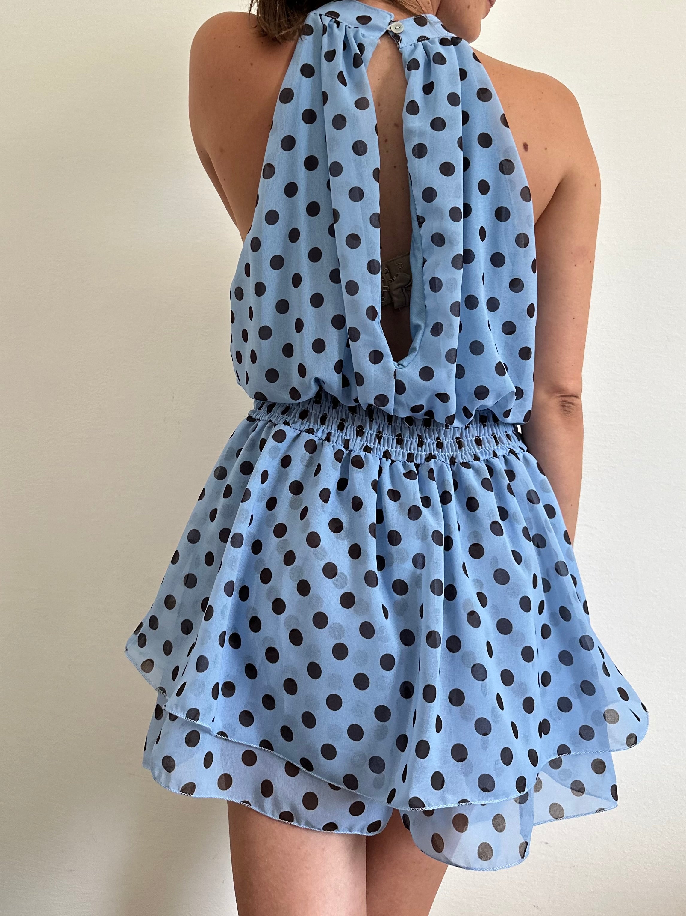 ABITO Pois SCOLLO ALL’AMERICANA azzurro-marrone