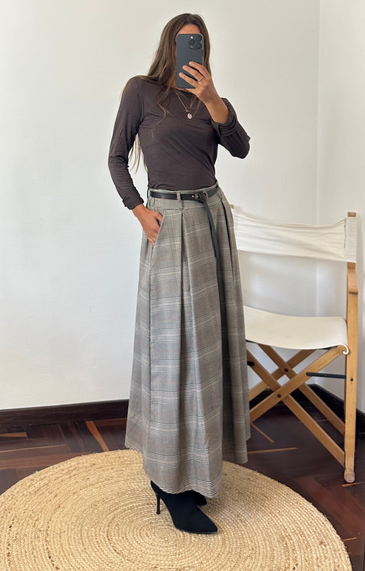 GONNA MIDI TARTAN FANGO