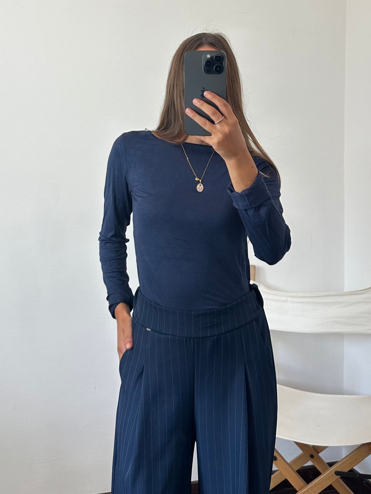 COORDINATO GESSATO con PINCE BLU NOTTE