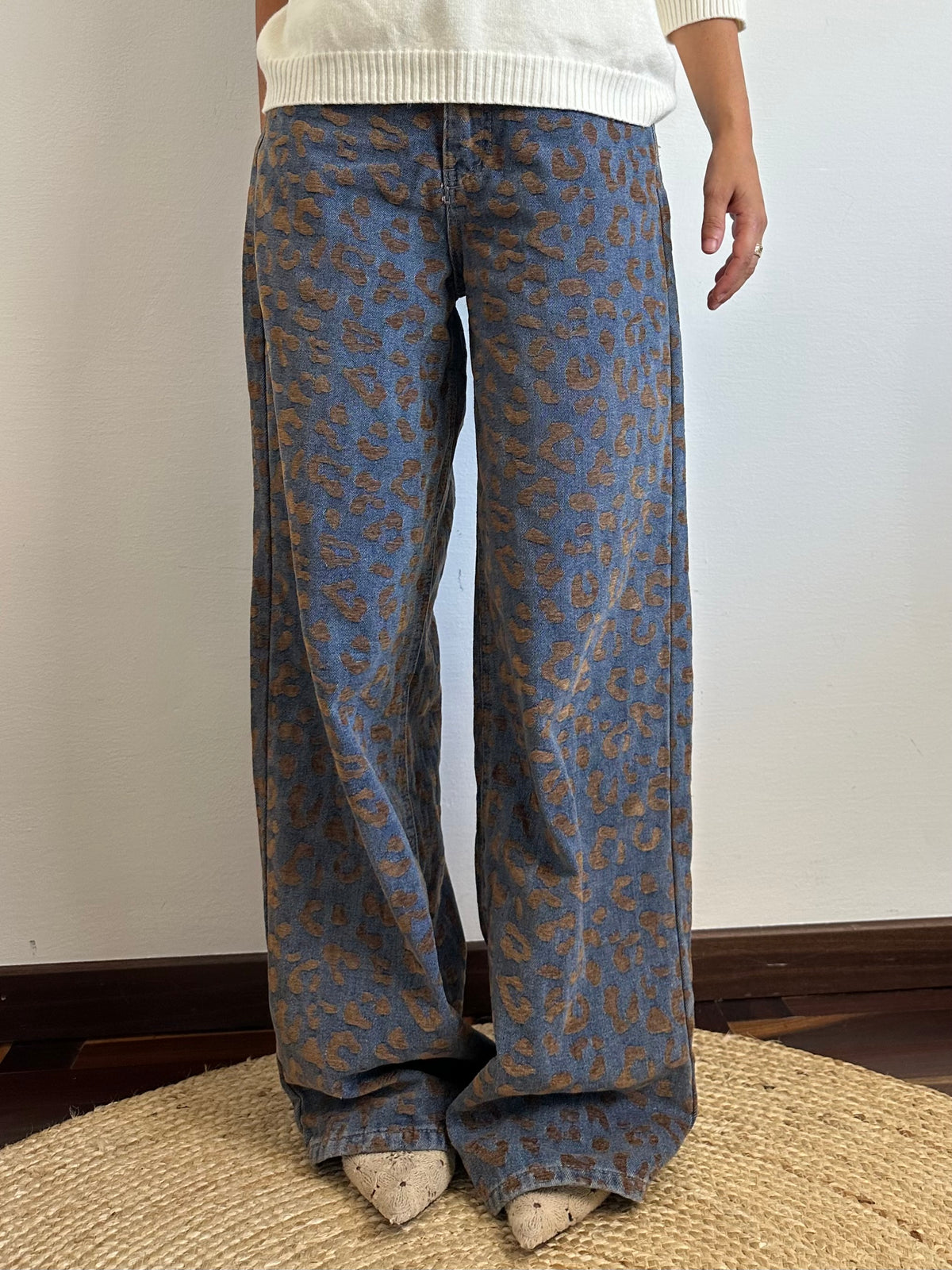 JEANS WIDE LEG ANIMALIER
