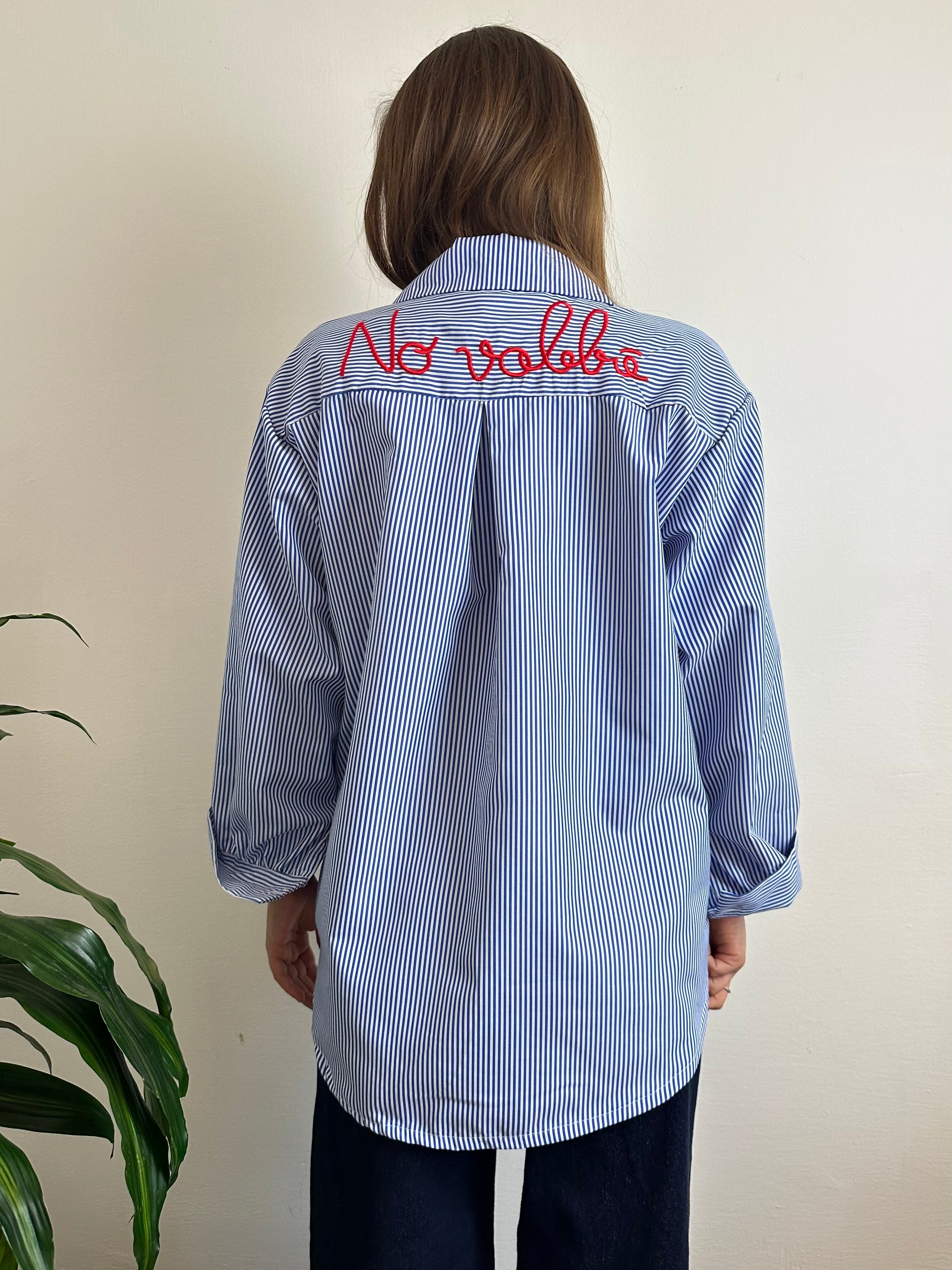 CAMICIA RIGHE BLU “No vabbè “