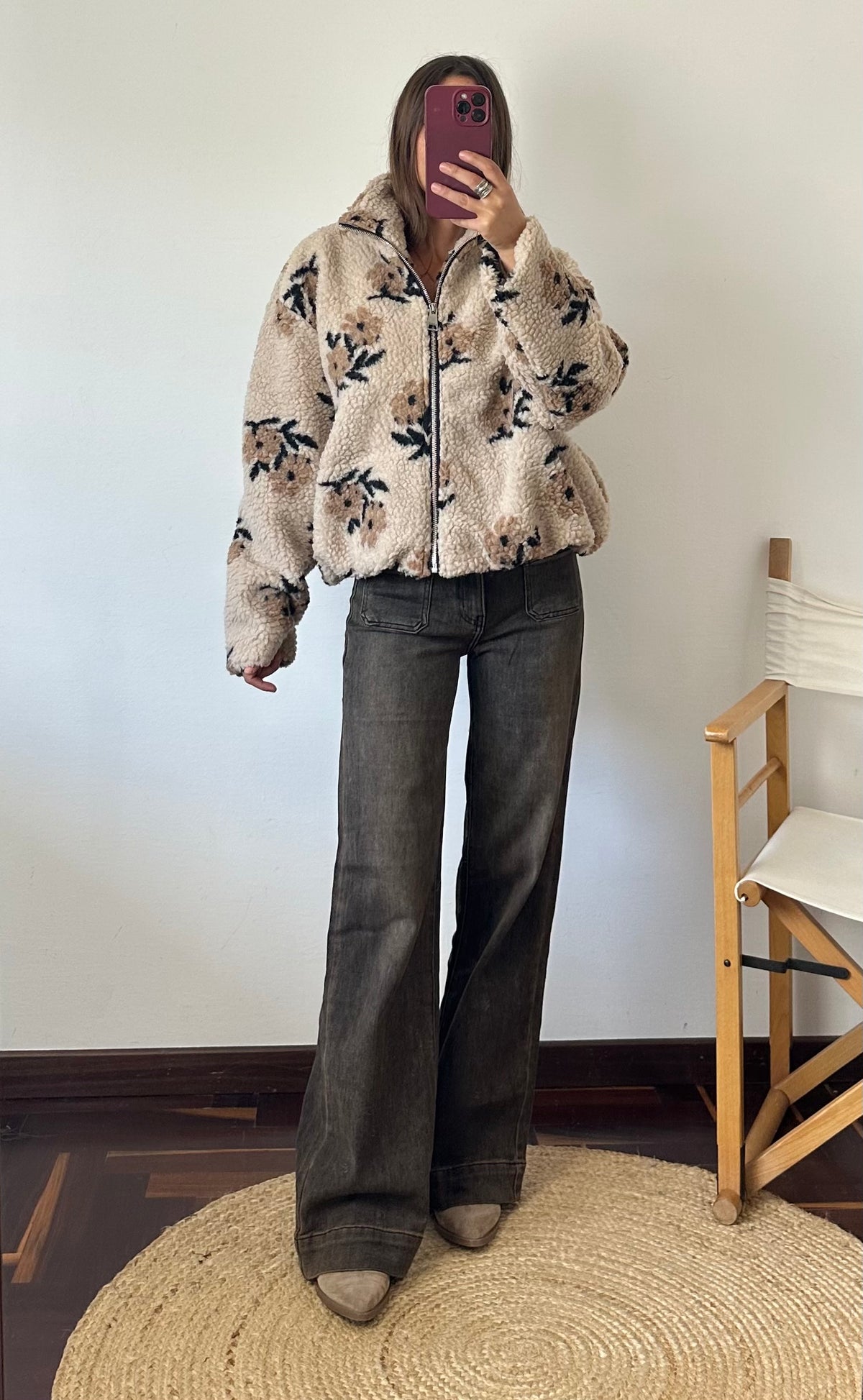 GIACCA PILE FIORE BEIGE