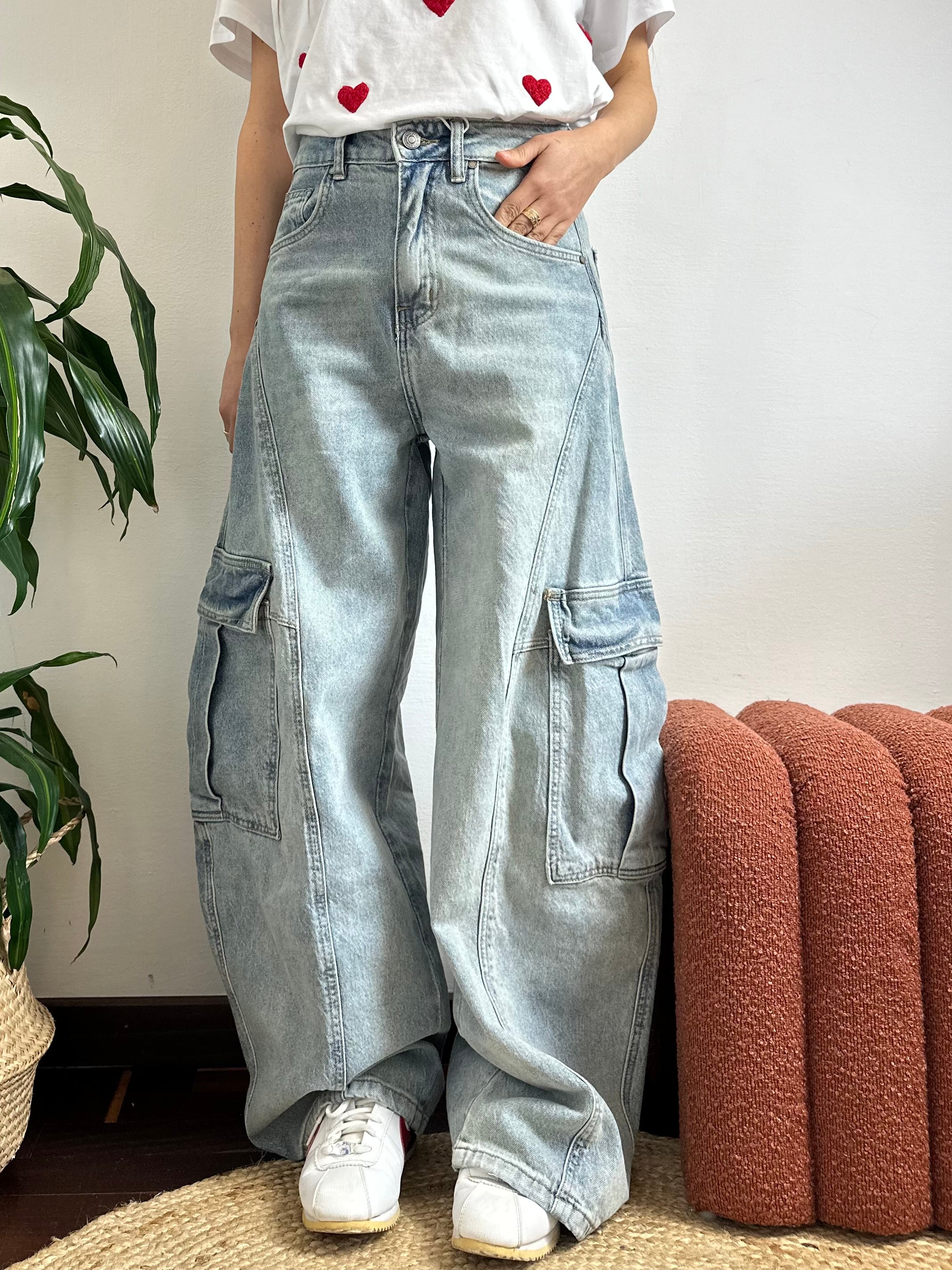 JEANS BARREL CARGO lavaggio light