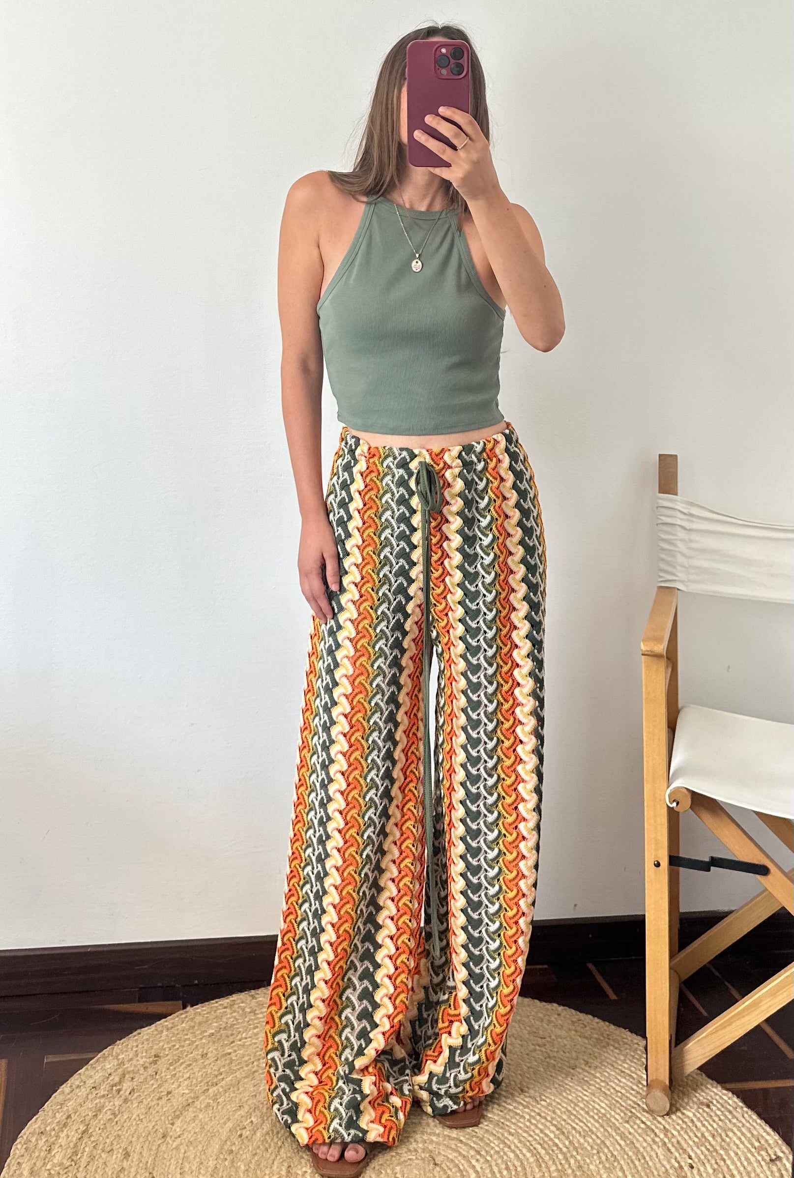 PANTALONE SUMMER fantasia VERDE-ARANCIONE
