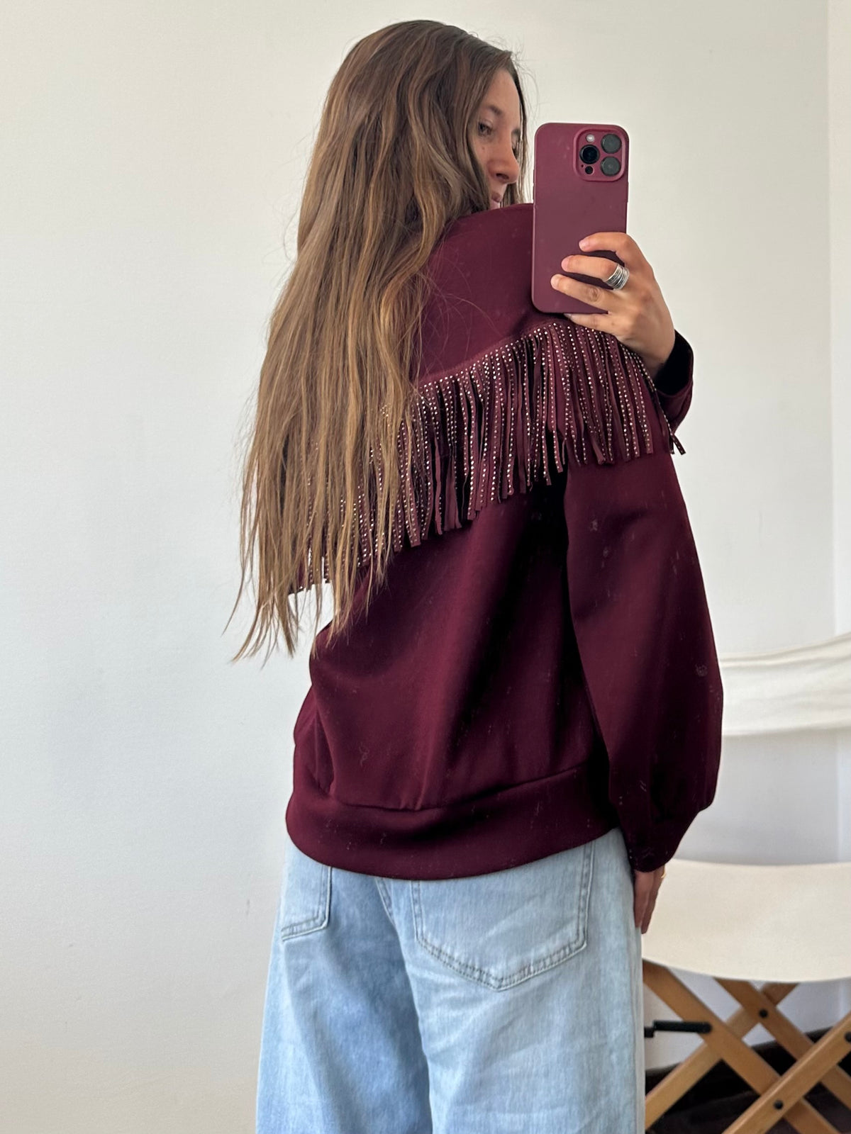 FELPA FRANGE BORDEAUX