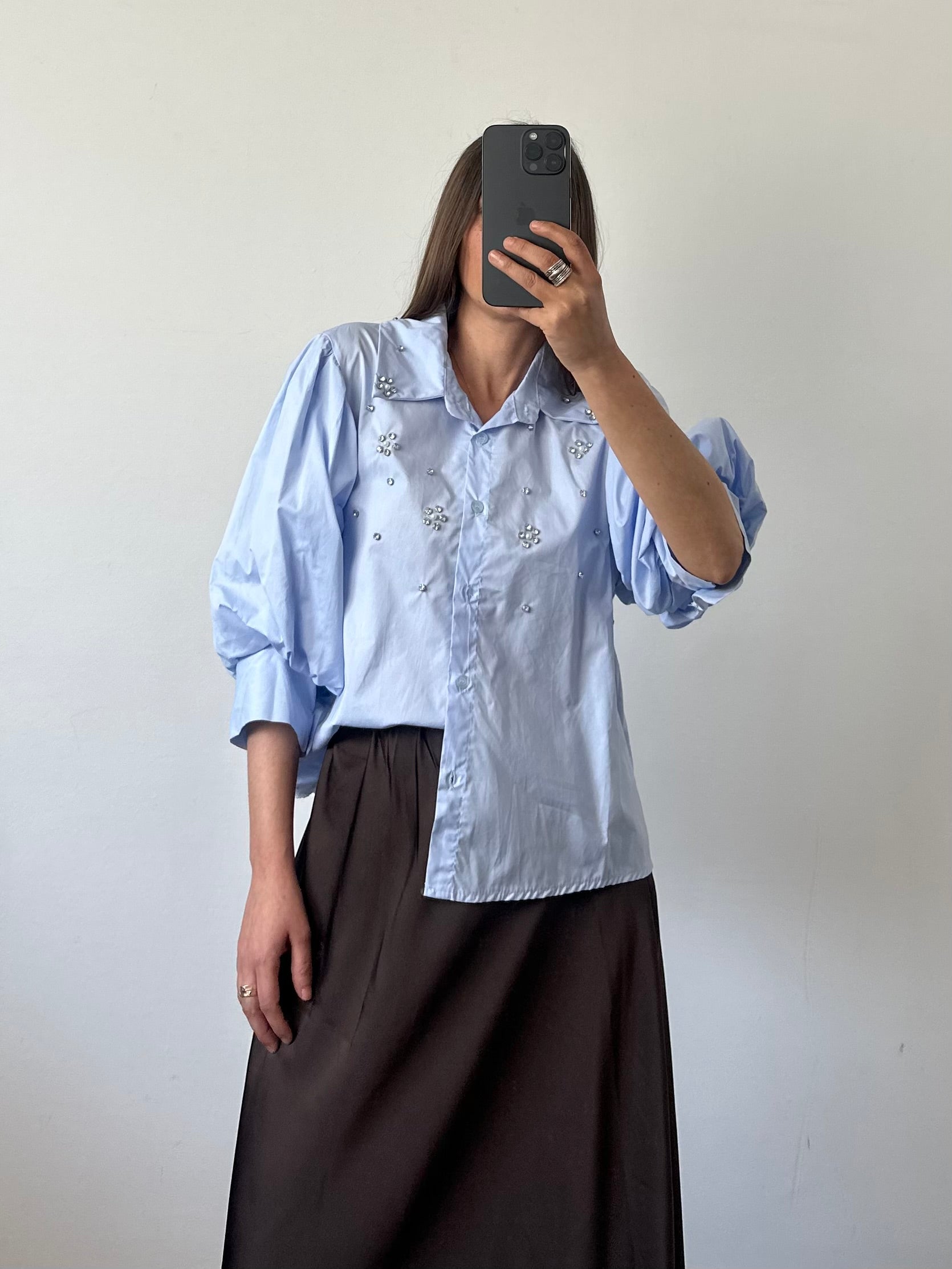 Camicia Swarovski azzurra
