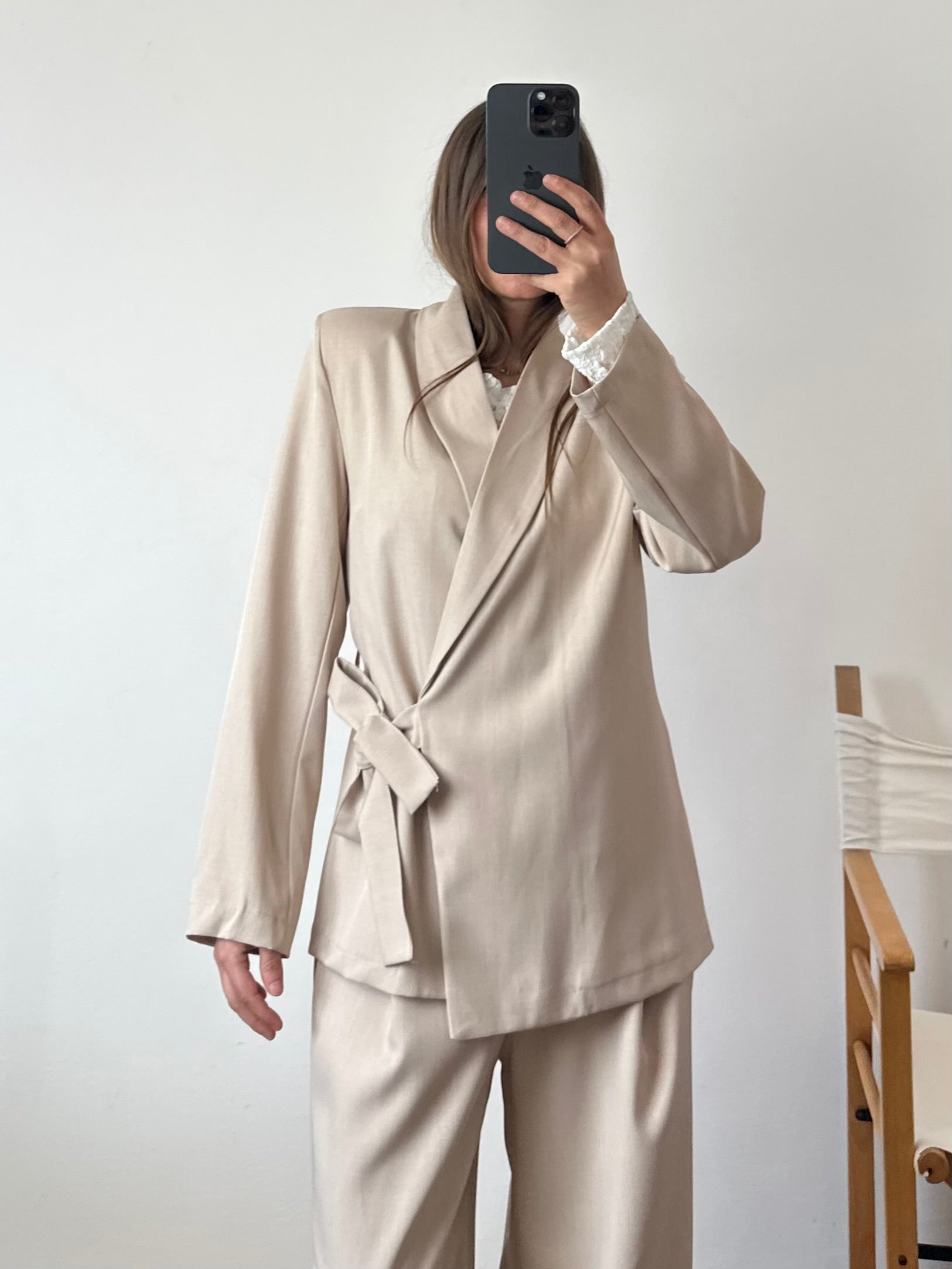COORDINATO GIACCA INCROCIATA BEIGE