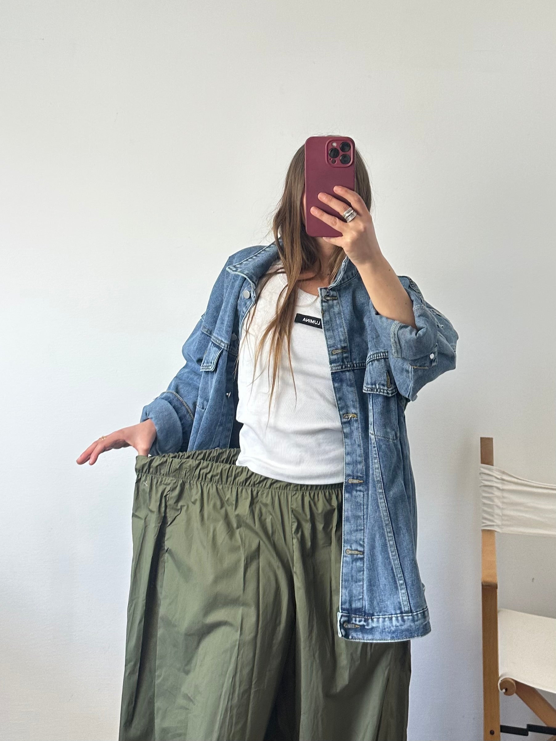 PANTALONE parachute 100% cotone VERDE