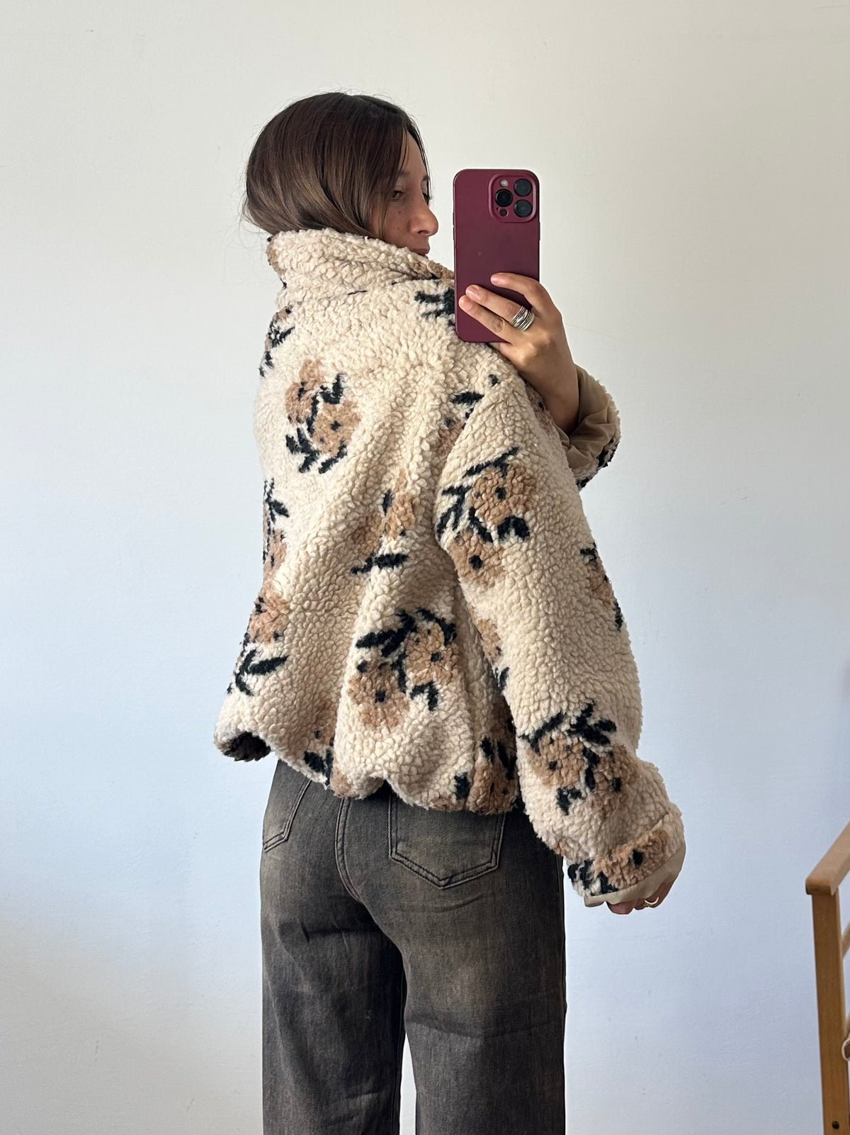 GIACCA PILE FIORE BEIGE