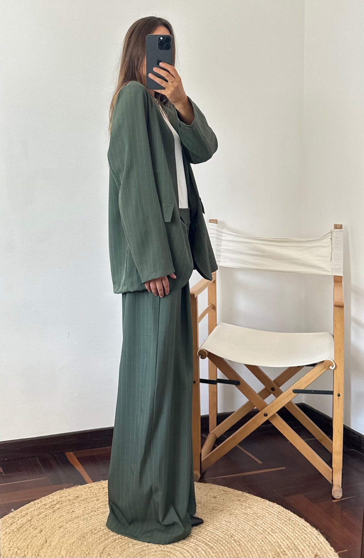 COORDINATO GESSATO con PINCE VERDE