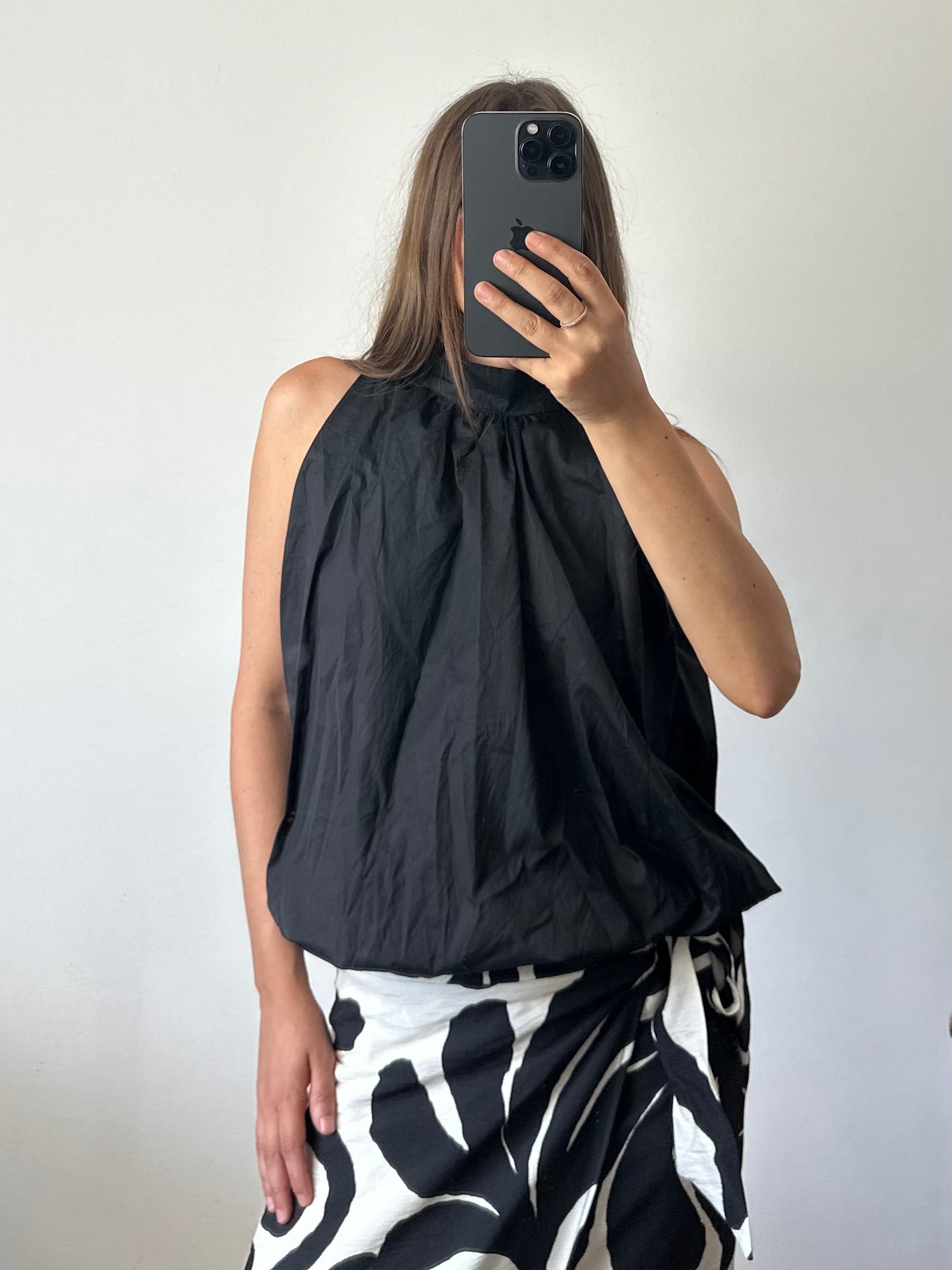 TOP scollo all’americana 100% COTONE NERo
