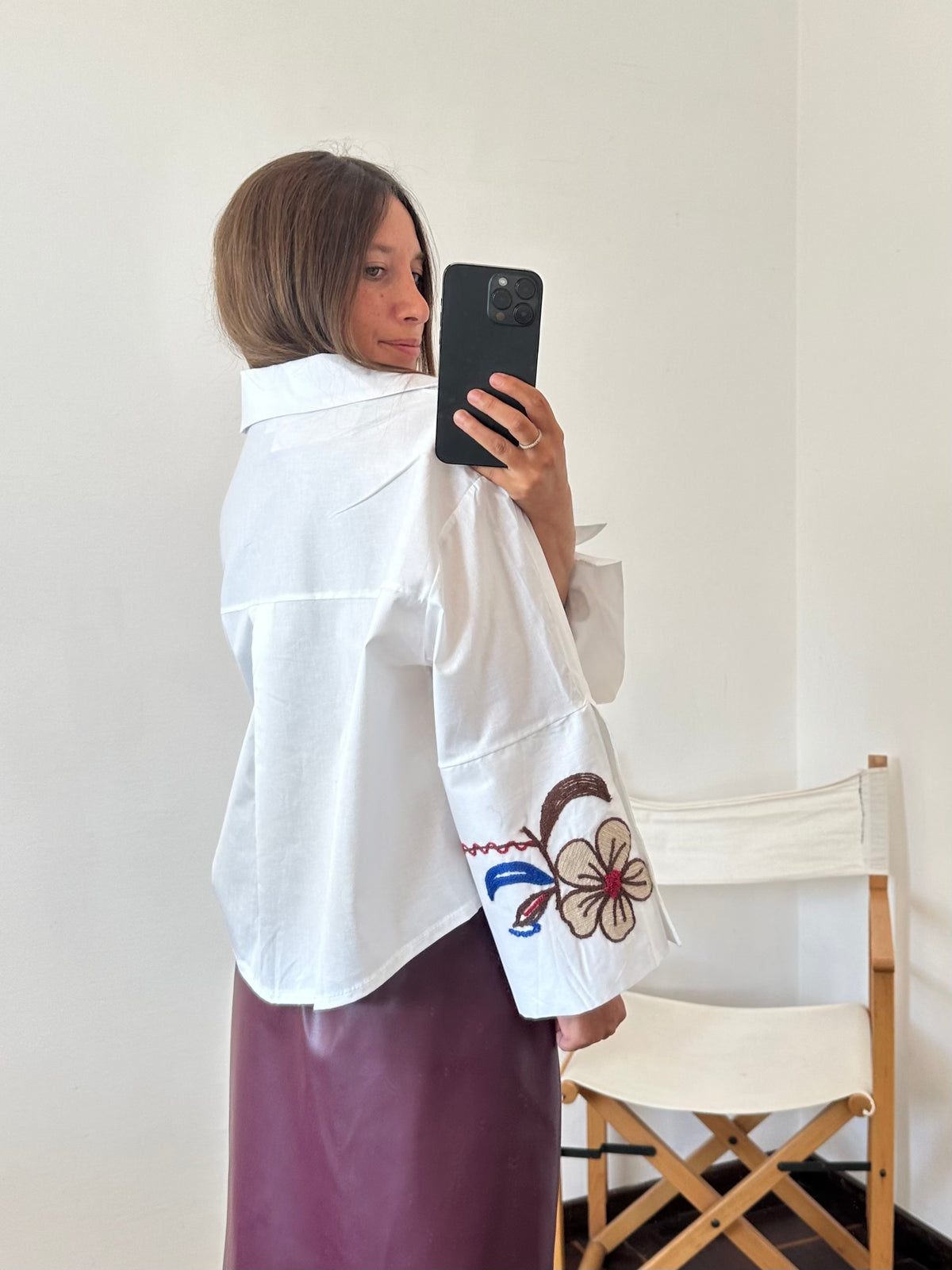 CAMICIA RICAMATA in COTONE BIANCA