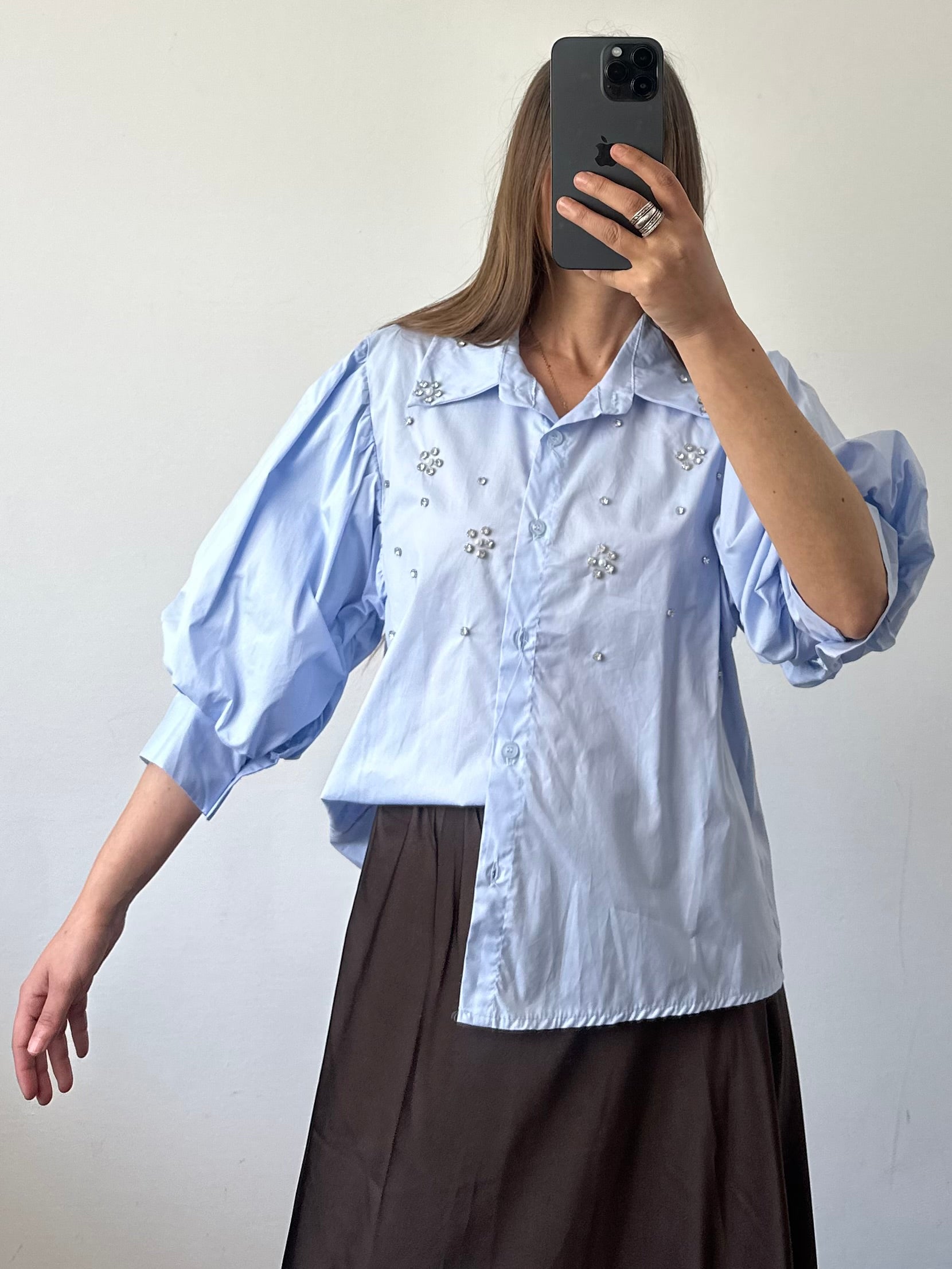Camicia Swarovski azzurra