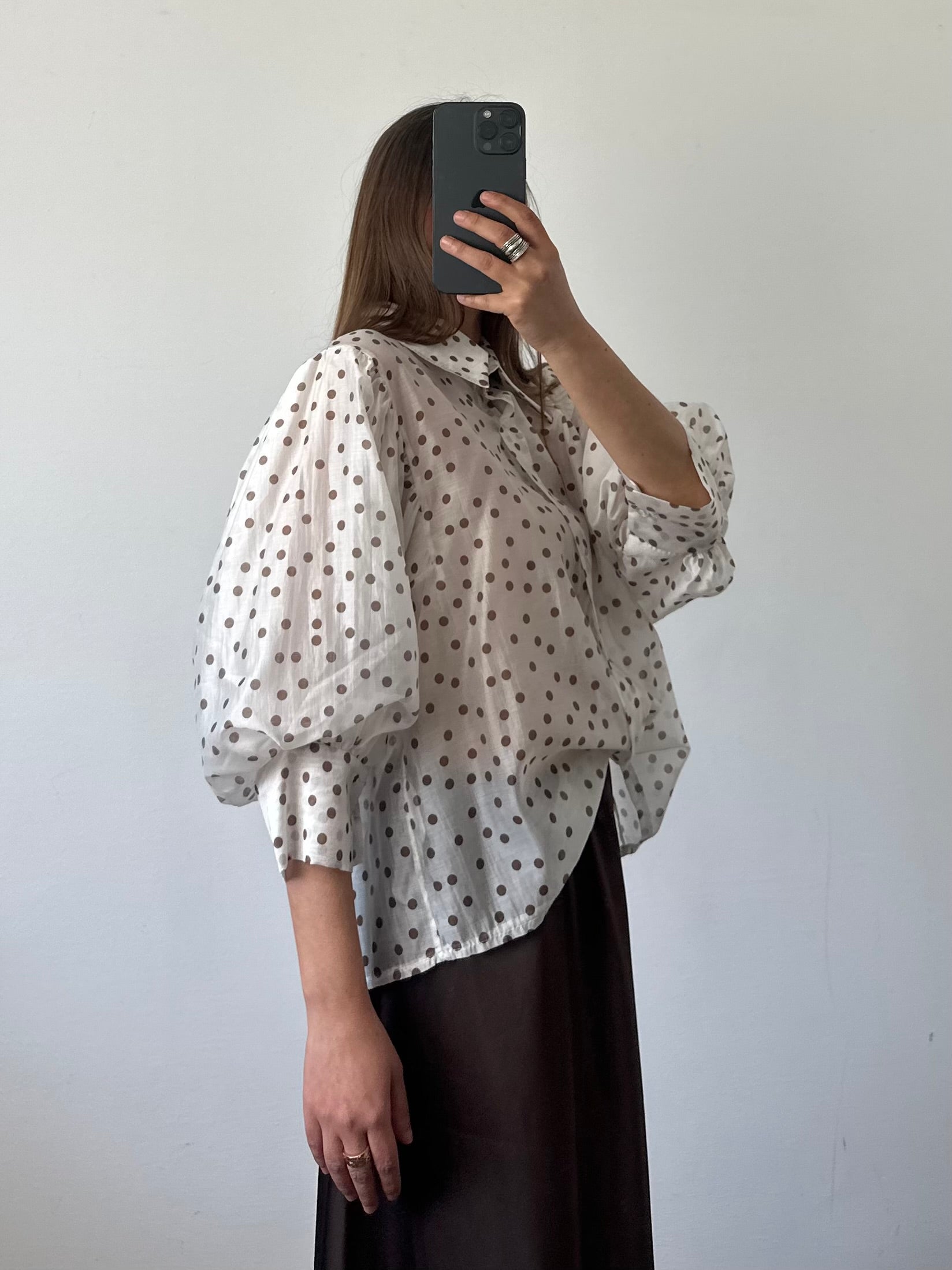 CAMICIA velata a pois Bianca